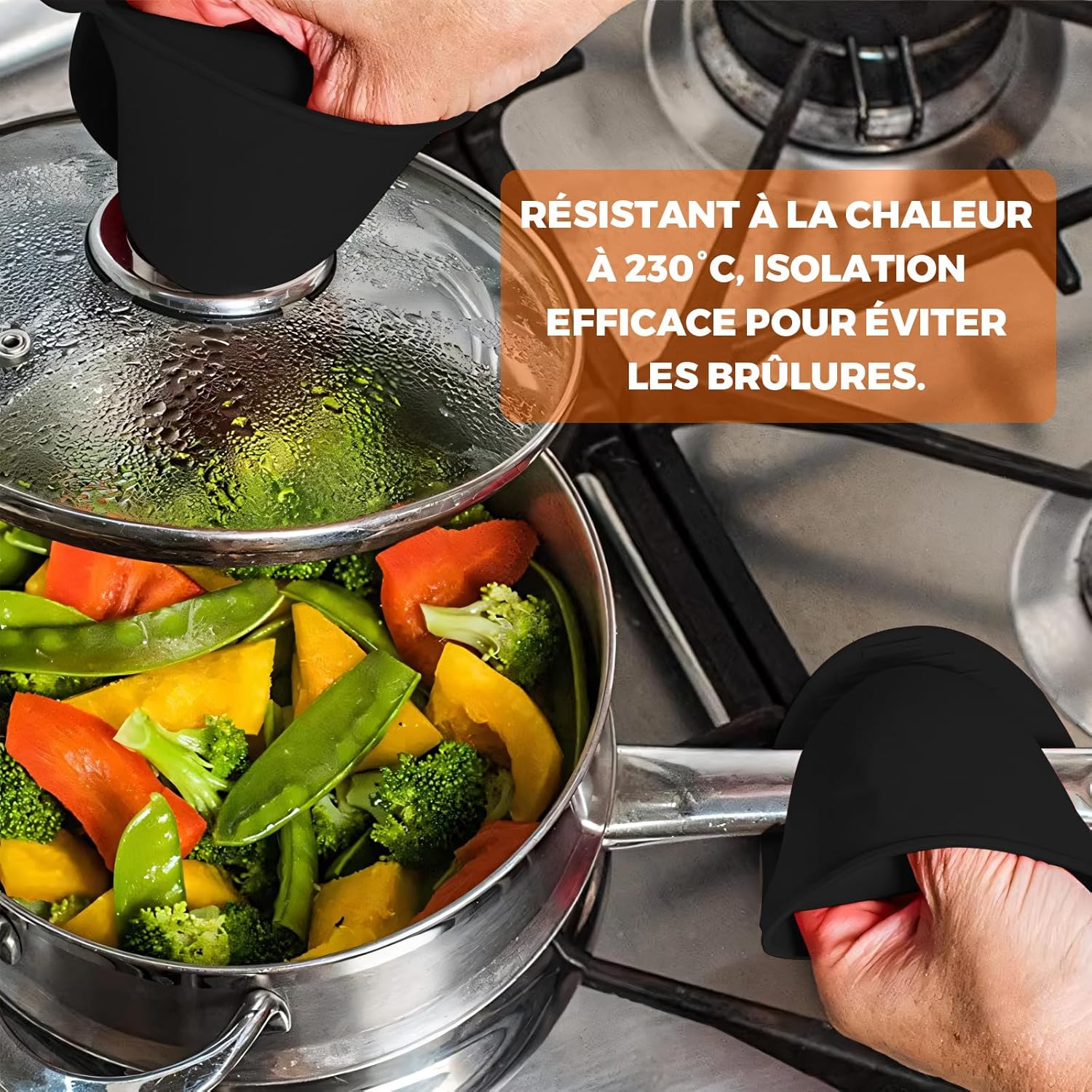 1 Paar Dikke Siliconen Keukenhandschoenen, Hittebestendige Ovenhandschoenen, Antislip Keukenhandschoenen, Hittebestendige Keukenhandschoen voor Koken, Barbecue, Koken, Zwart WARMTEBESTENDIG MATERIAAL: Ontdek de uitzonderlijke kwaliteit van deze ovenhandsc