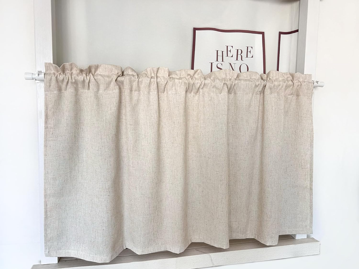 Daliena Vitrage, ondoorzichtig, kort, raamgordijn, privacy, bistrogordijn, linnenlook, gordijnen, textuur, keuken, moderne gordijnen, effen, (b x h 150 x 60 cm) met lussen, 1 stuk Geef je huis met deze stijlvolle vitrage in linnenlook een hoogwaardige tou