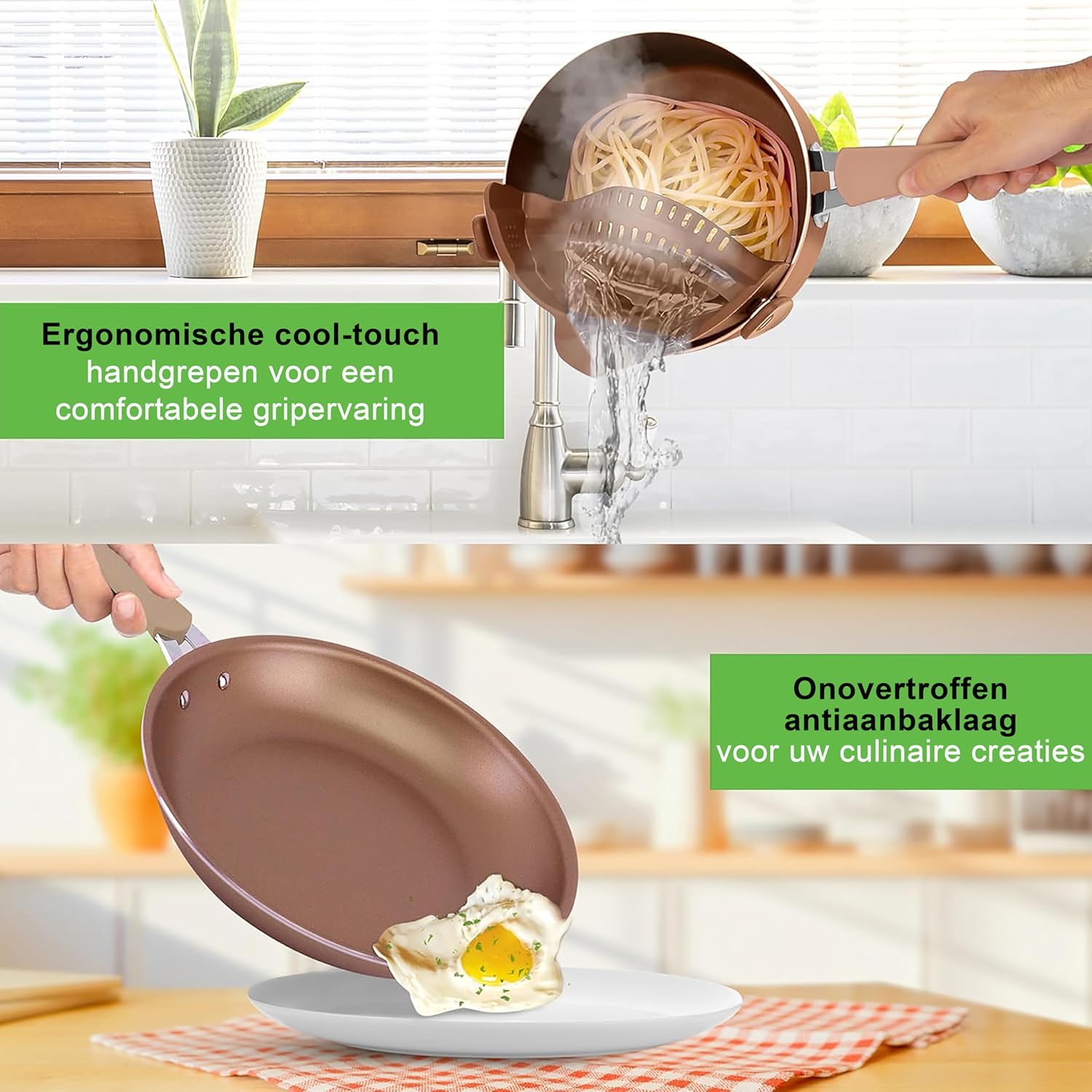 NutriChef Pannenset 14-delige Antiaanbak Kookset- Kookpannenset Over dit item 14-DELIGE SET: NutriChef biedt een 14-delige antiaanbak kookset, inclusief een sauspan van 1,4 liter en 2,4 liter met deksels, een braadpan van 4,7 liter met deksel, een grote k