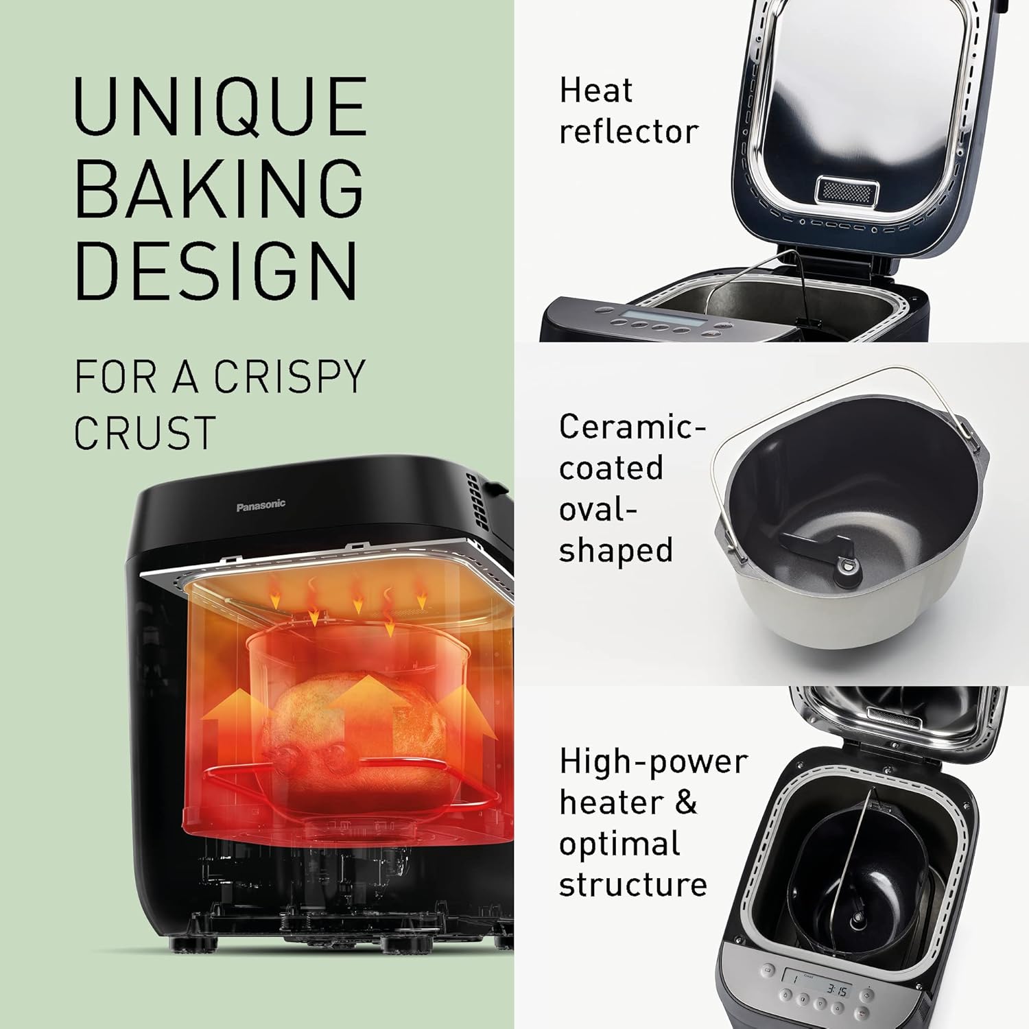 Panasonic broodbakmachine knapperig brood Croustina SD-ZF2010KXF, De enige broodbakmachine die je een knapperig en goudkleurig brood kan maken. met 18 programma's en uitgestelde start. Een nieuw ontwerp voor ronde en knapperige broden. 7 speciale programm