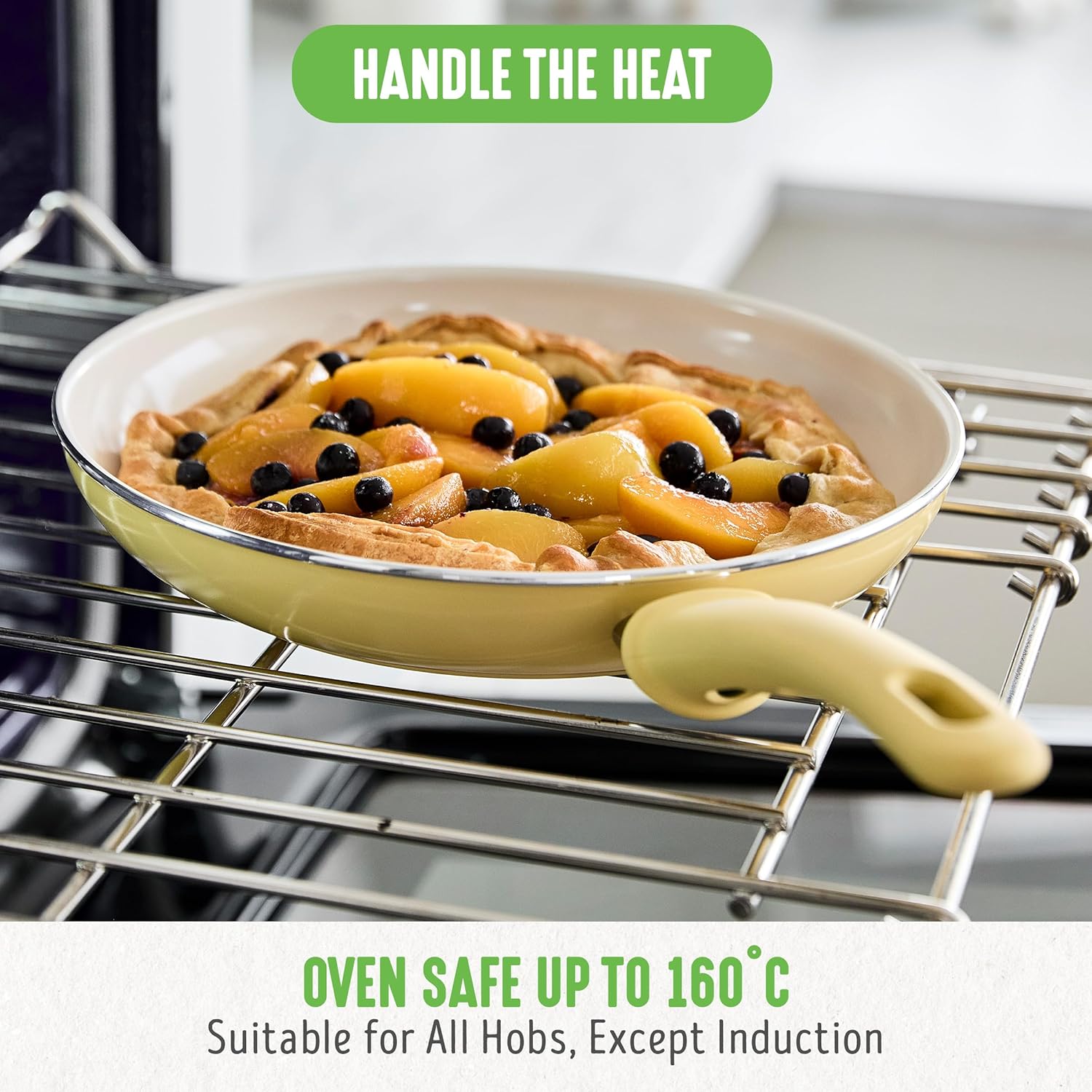 GreenLife Soft Grip Gezonde Keramische Antiaanbaklaag 16-delige Pannenset Over dit item DE POT EN PAN SET INCLUSIEF: 12 cm minikoekenpan, 18 cm en 24 cm koekenpan; 15 cm/1,1l en 18 cm/1,9l steelpan met deksel, 22 cm/4,8 kookpan met deksel, 24 cm/2,4l hapj