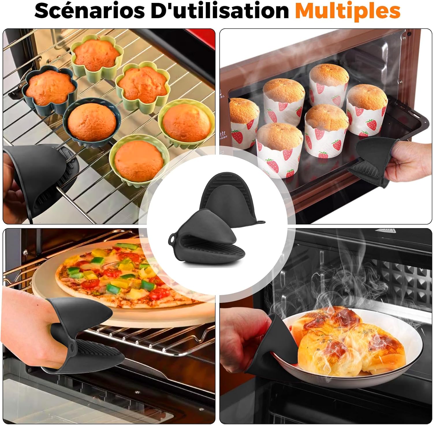 1 Paar Dikke Siliconen Keukenhandschoenen, Hittebestendige Ovenhandschoenen, Antislip Keukenhandschoenen, Hittebestendige Keukenhandschoen voor Koken, Barbecue, Koken, Zwart WARMTEBESTENDIG MATERIAAL: Ontdek de uitzonderlijke kwaliteit van deze ovenhandsc