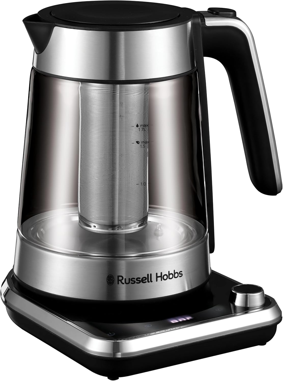Russell Hobbs Waterkoker Met Temperatuurinstelling 25°-100°C Dankzij de warmhoudfunctie wordt het reeds gekookte water op de geselecteerde temperatuur warm gehouden. De waterkoker heeft een waterniveau-indicator. Electric Kettles €47.99 glas,waterkoker,zw
