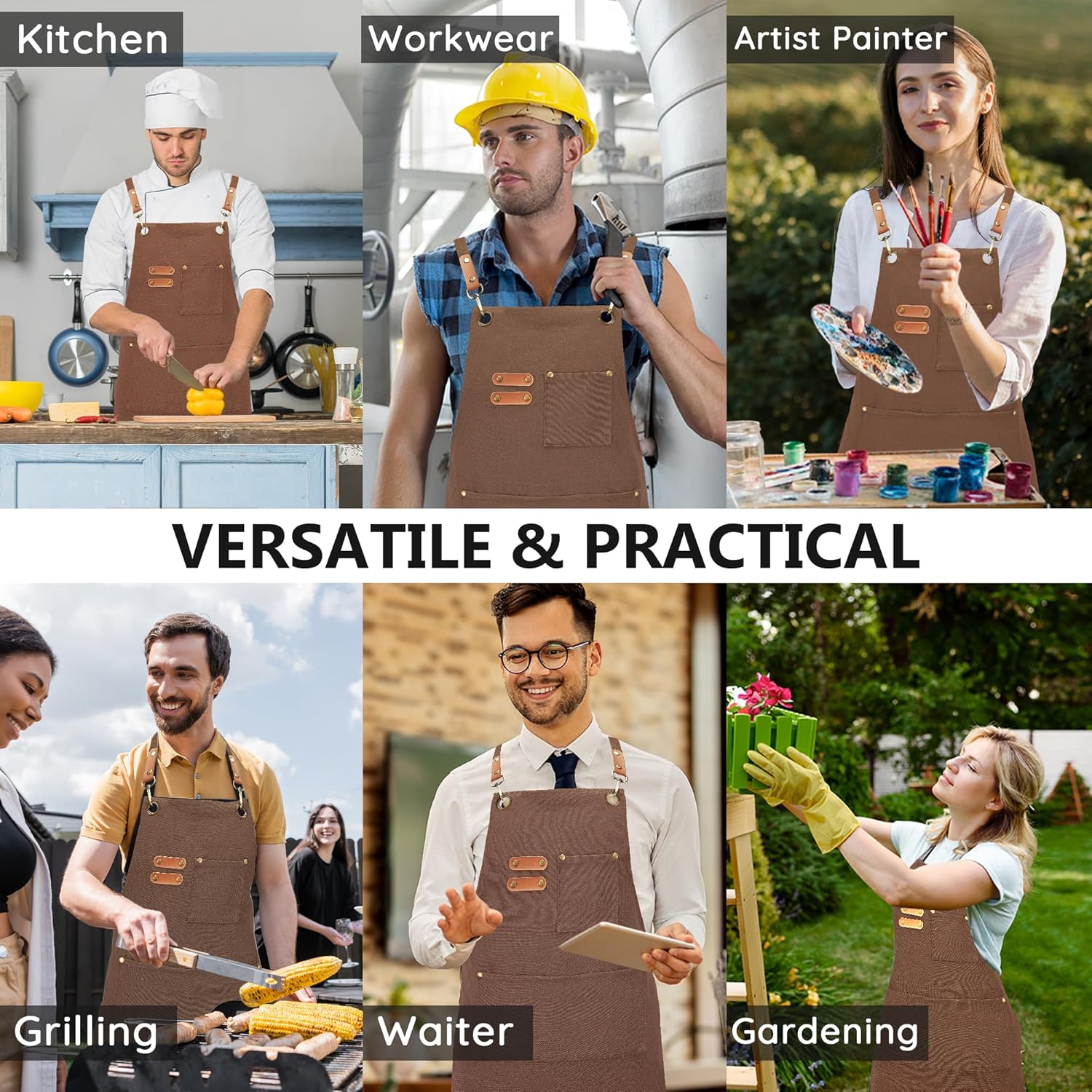 Canvasschorten, Werkschorten voor Mannen en Vrouwen, Chef-kokschorten met Verstelbare Riem en 3 Zakken, Schort voor Servers, Keuken, Koken, Bakken, Kunstenaar, Schilderen, Gekruiste Productgegevens Onderhoudsvoorschriften Machinewas Type sluiting Trekkoor
