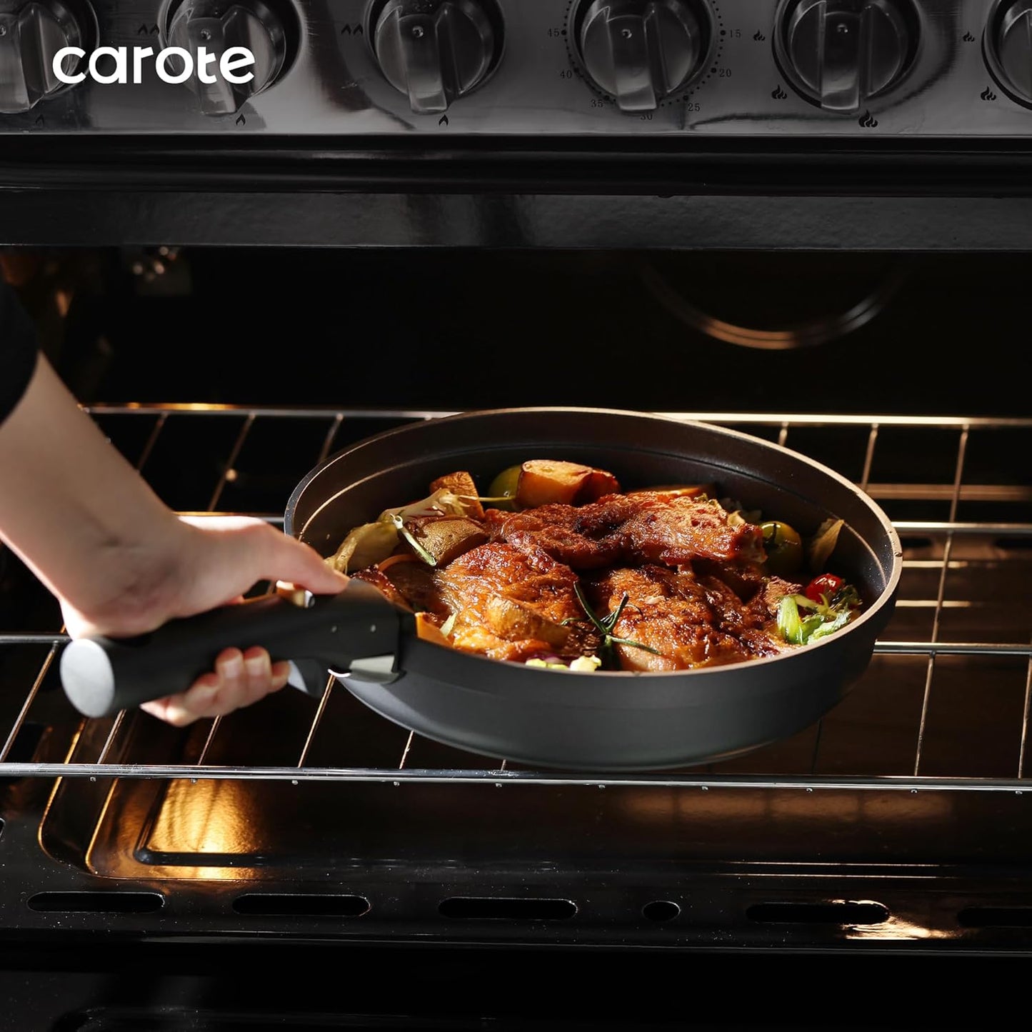 CAROTE Pannenset met afneembare handgrepen 20-delig anti-aanbak kookgerei Over dit item CAROTE Pannen/pannenset met afneembare handgrepen, pan, steelpan, wok, anti-aanbaklaag, koken, stapelbare pan, inductie, ovenbestendig, vaatwasser Voor een opgeruimde