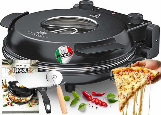 KESSER® Elektrische Pizzaoven met vuurvaste steenplaat tot 400 Graden Over dit item 𝐖𝐀𝐑𝐌𝐓𝐄𝐒𝐓𝐀𝐍𝐃𝐄𝐍 𝐓𝐎𝐓 𝟒𝟎𝟎°C: Onze pizzaoven biedt een breed scala aan warmteopties, waarmee u de perfecte temperatuur voor uw bakbehoeften kunt kiezen. Van