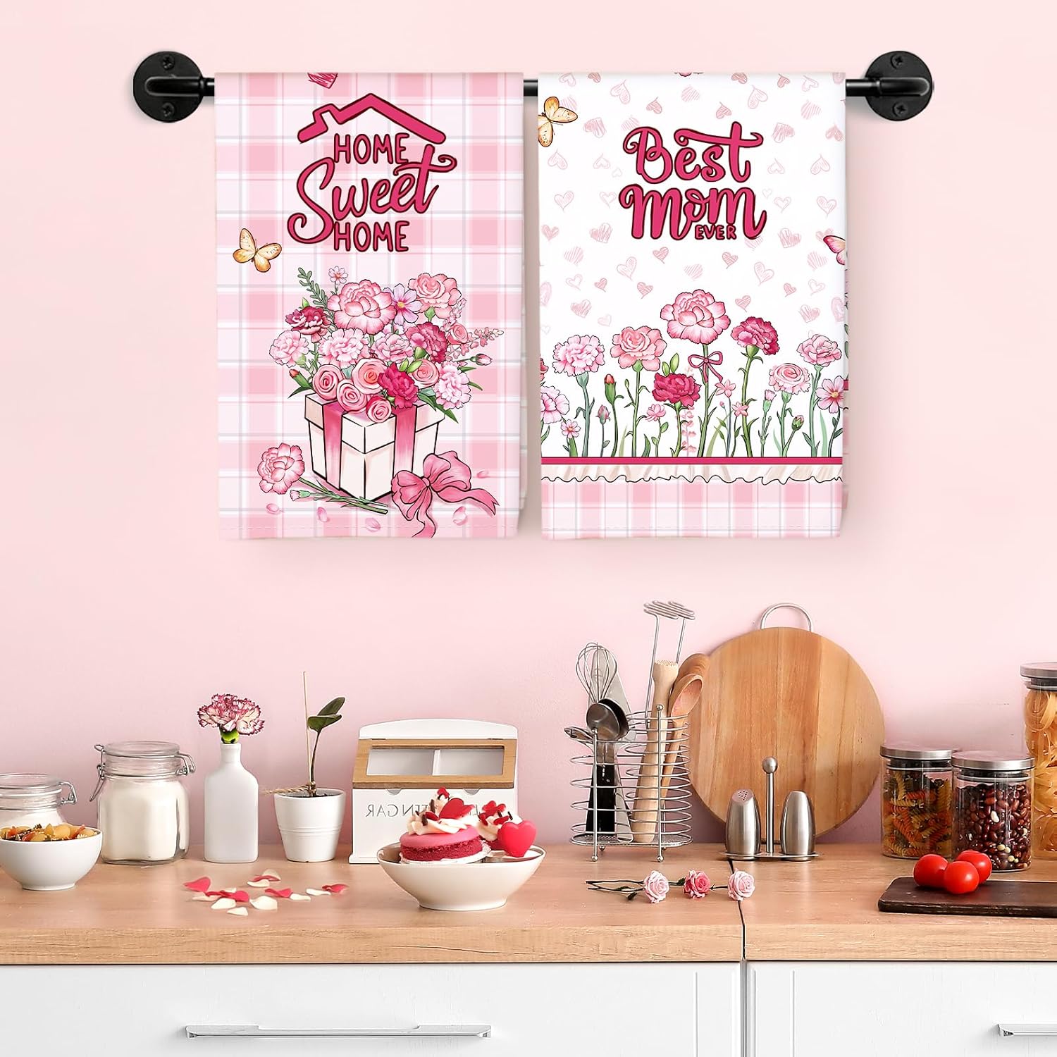 Arquiel 100% katoenen keukendoekset 48 x 70 cm, multifunctionele sneldrogende theedoeken, vaatdoeken, handdoeken, bar handdoeken (set van 4), levendig kleurrijk bloempatroon VOORKEURD MATERIAAL: Elke theedoek is zorgvuldig gemaakt van 100% katoen, met kle