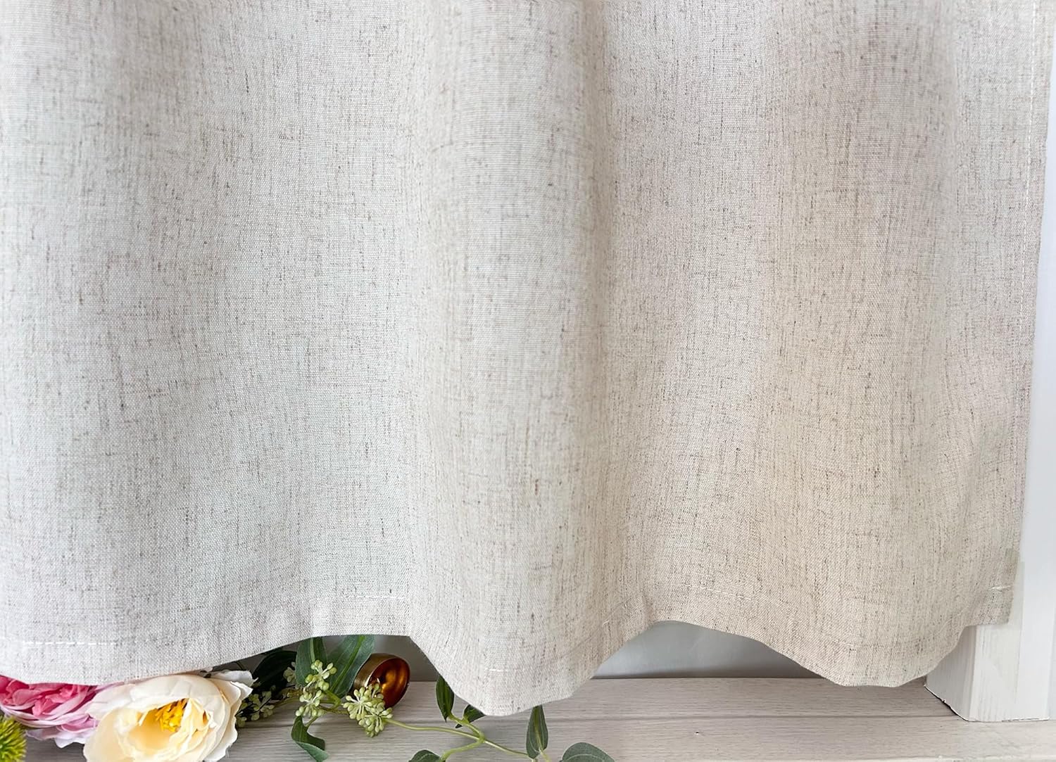 Daliena Vitrage, ondoorzichtig, kort, raamgordijn, privacy, bistrogordijn, linnenlook, gordijnen, textuur, keuken, moderne gordijnen, effen, (b x h 150 x 60 cm) met lussen, 1 stuk Geef je huis met deze stijlvolle vitrage in linnenlook een hoogwaardige tou