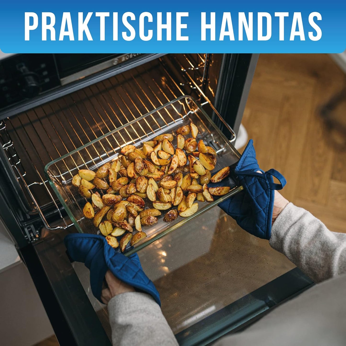 LauterSchutz® Ovenwanten per paar - met siliconen coating voor optimale grip en hittebestendigheid (contactwarmte: 250°C) in diverse kleuren (Gekleurd/lichtblauw) ✅ LauterSchutz - DE ORIGINELE, ONTWIKKELD EN ONTWORPELD IN DUITSLAND - De LauterSchutz ovenw
