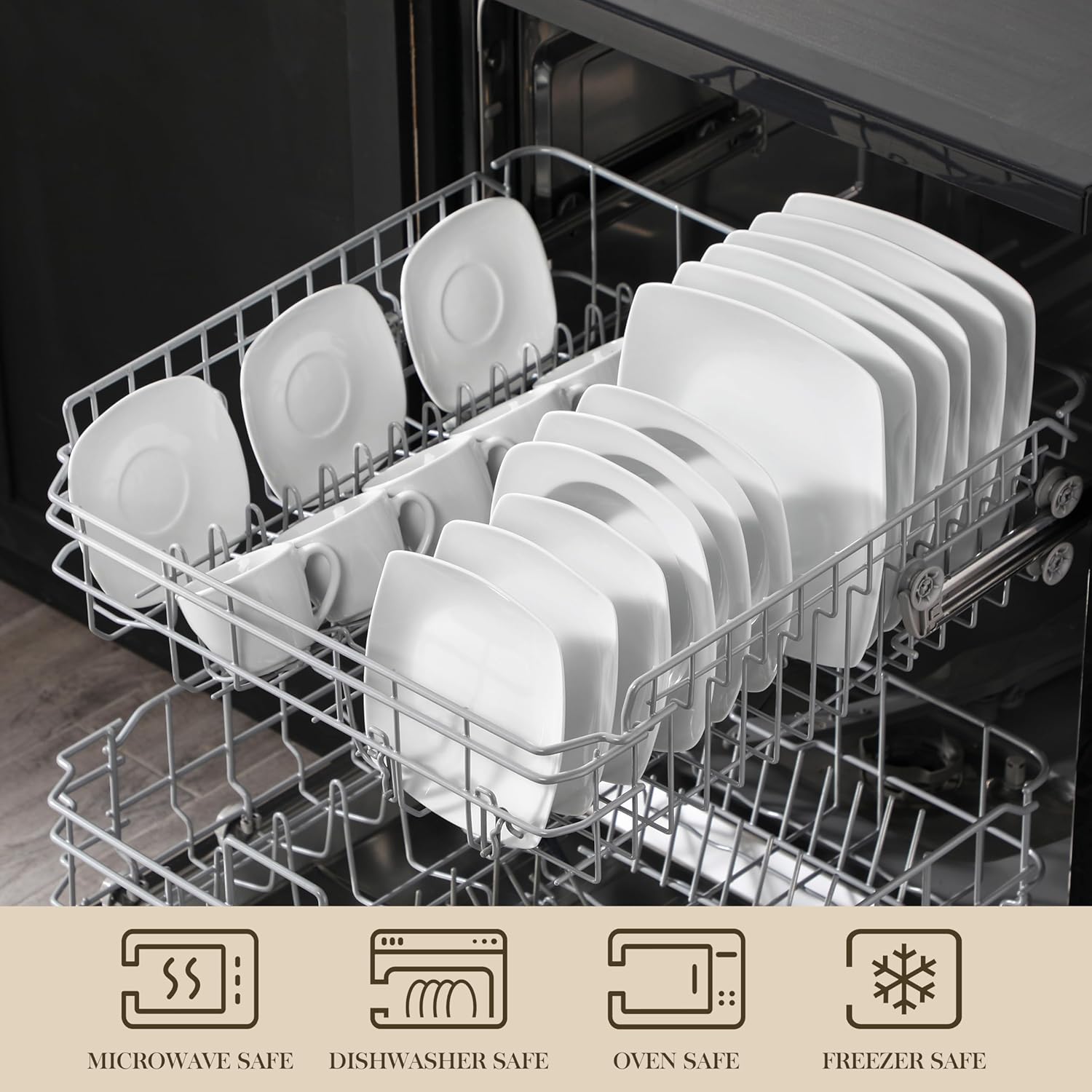 MALACASA, Series Julia servies 60-Delig combi 12 Stuks Over dit item Dinersets voor 12 personen: 60-delige dinersets van de MALACASA JULIA-serie bevatten elk 12: 23,4 cm dinerborden, 16,8 cm kleine dessertborden, 240 ml soepborden van 8 inch en 200 ml 4 i