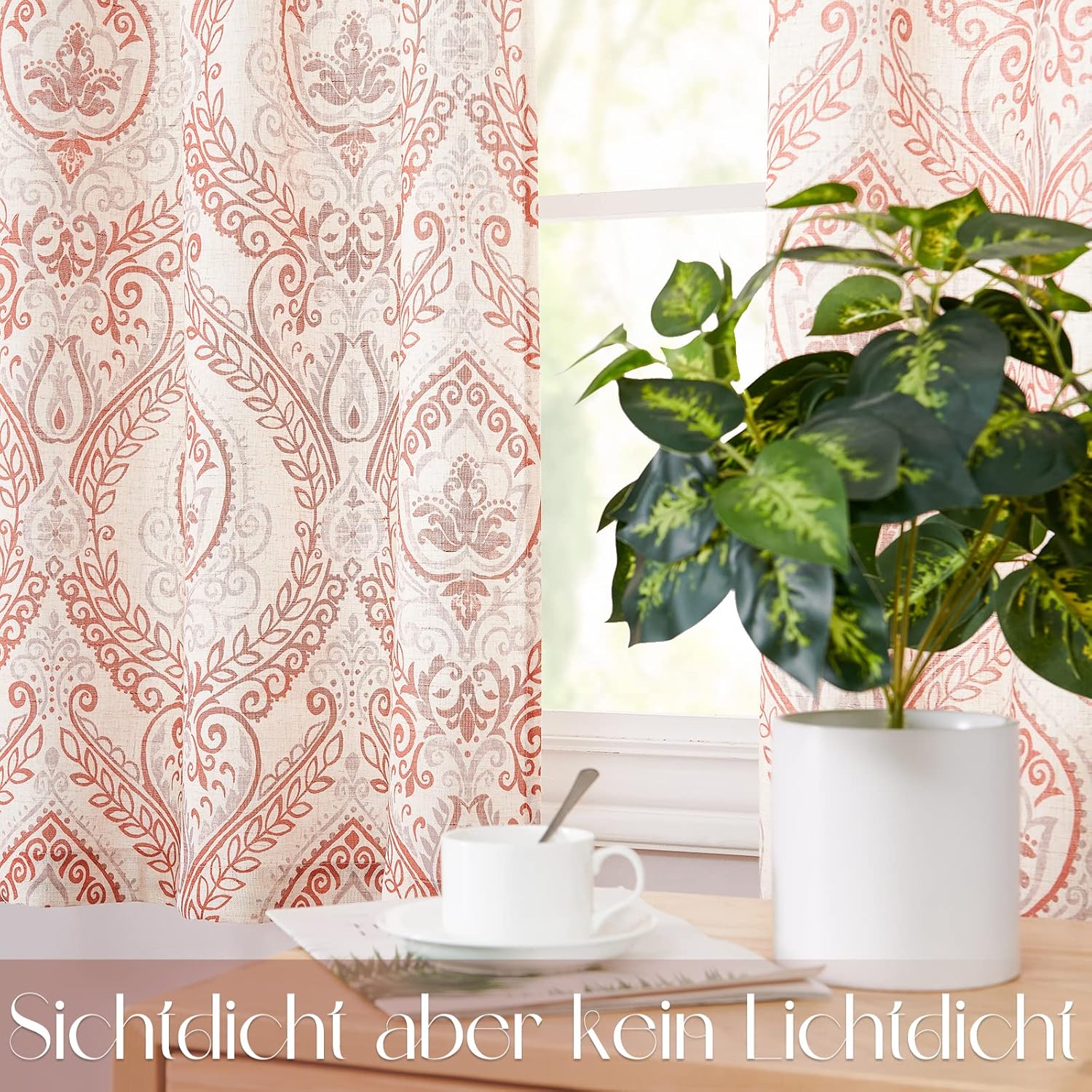 TOPICK Bloemen Keuken Gordijnen 61 cm Drop Linnen Doorschijnend Korte Cafe Botanische Print Kleine Raam Rod Pocket voor Wasruimte Badkamer 2 Panelen Verbena Grijs Verpakking: je ontvangt 2 gordijnen van 85% polyester+15% linnen. De afmetingen per stuk zij
