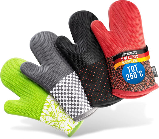 LauterSchutz® Ovenwanten per paar - met siliconen coating voor optimale grip en hittebestendigheid (contactwarmte: 250°C) in diverse kleuren (Gekleurd/lichtblauw) ✅ LauterSchutz - DE ORIGINELE, ONTWIKKELD EN ONTWORPELD IN DUITSLAND - De LauterSchutz ovenw