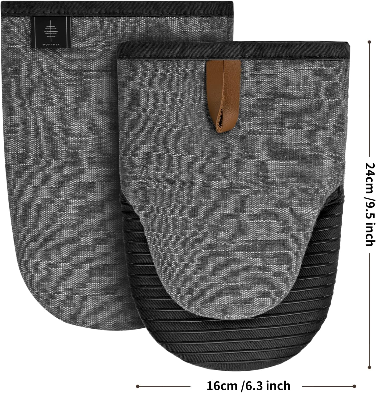 BONTHEE Ovenhandschoenen, hittebestendige mini-ovenhandschoenen, katoenen kookhandschoenen met anti-slip siliconen gestreepte bakhandschoenen voor koken bakken, set van 2, blauw [Afmetingen]: 24 cm x 16 cm (l x b), 2 stuks mini-ovenhandschoenen. Ze zijn g
