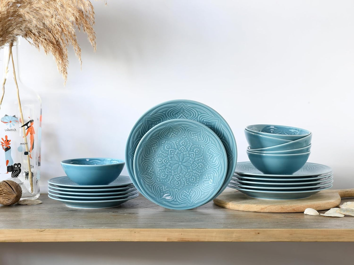 CreaTable, 21625, serie Orient Mandala, 2-delige serviesset, bordenset van porselein, vaatwasser- en magnetronbestendig, Made in Europe ✅ Elegante platenset: je krijgt hier een prachtige 2-delige platenset in een elegante ovale vorm met een diameter van 2