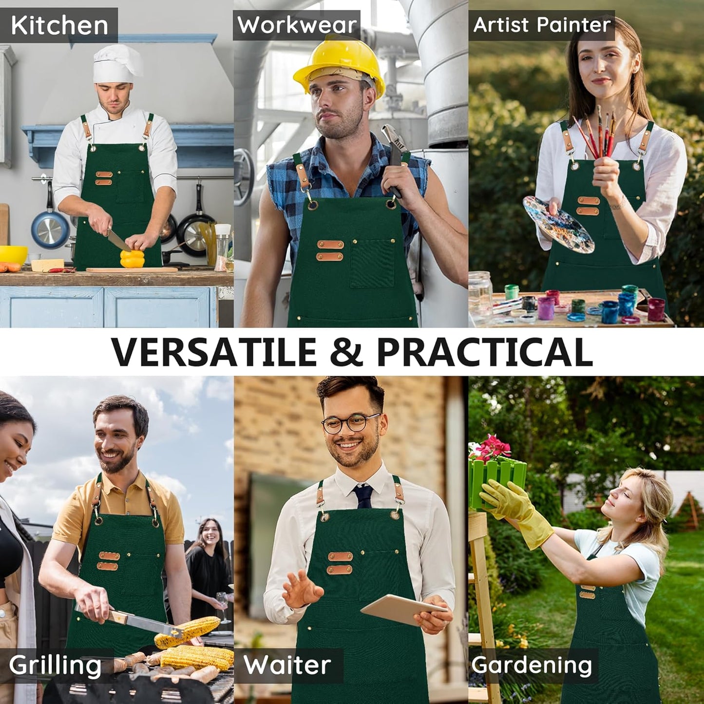 Canvasschorten, Werkschorten voor Mannen en Vrouwen, Chef-kokschorten met Verstelbare Riem en 3 Zakken, Schort voor Servers, Keuken, Koken, Bakken, Kunstenaar, Schilderen, Gekruiste Productgegevens Onderhoudsvoorschriften Machinewas Type sluiting Trekkoor