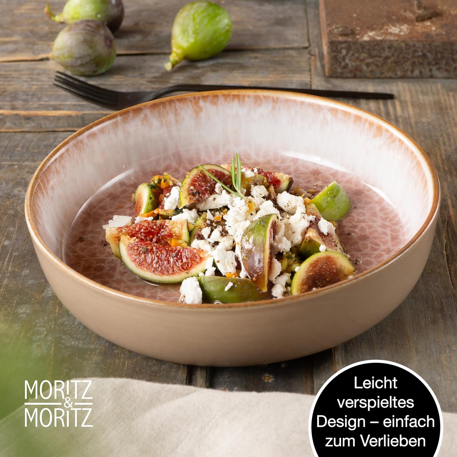 Moritz & Moritz TERRA 18-delige serviesset voor 6 personen, bordenset in zacht roze, van hoogwaardig porselein, serviesset voor 6 personen, elk 6 x platte borden, dessertborden en kommen 18-delige serviesset verander elke maaltijd in een onvergetelijke er