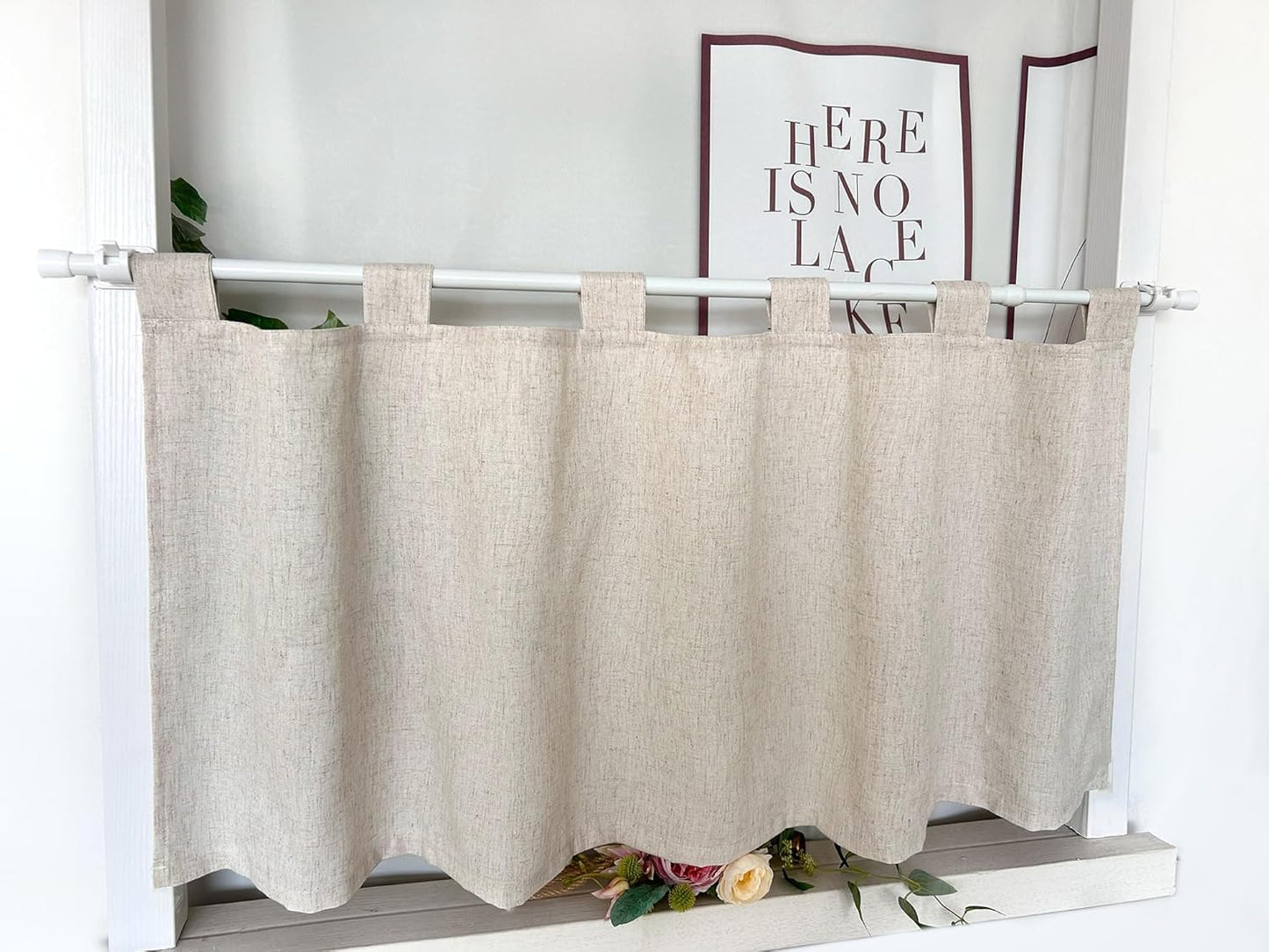 Daliena Vitrage, ondoorzichtig, kort, raamgordijn, privacy, bistrogordijn, linnenlook, gordijnen, textuur, keuken, moderne gordijnen, effen, (b x h 150 x 60 cm) met lussen, 1 stuk Geef je huis met deze stijlvolle vitrage in linnenlook een hoogwaardige tou