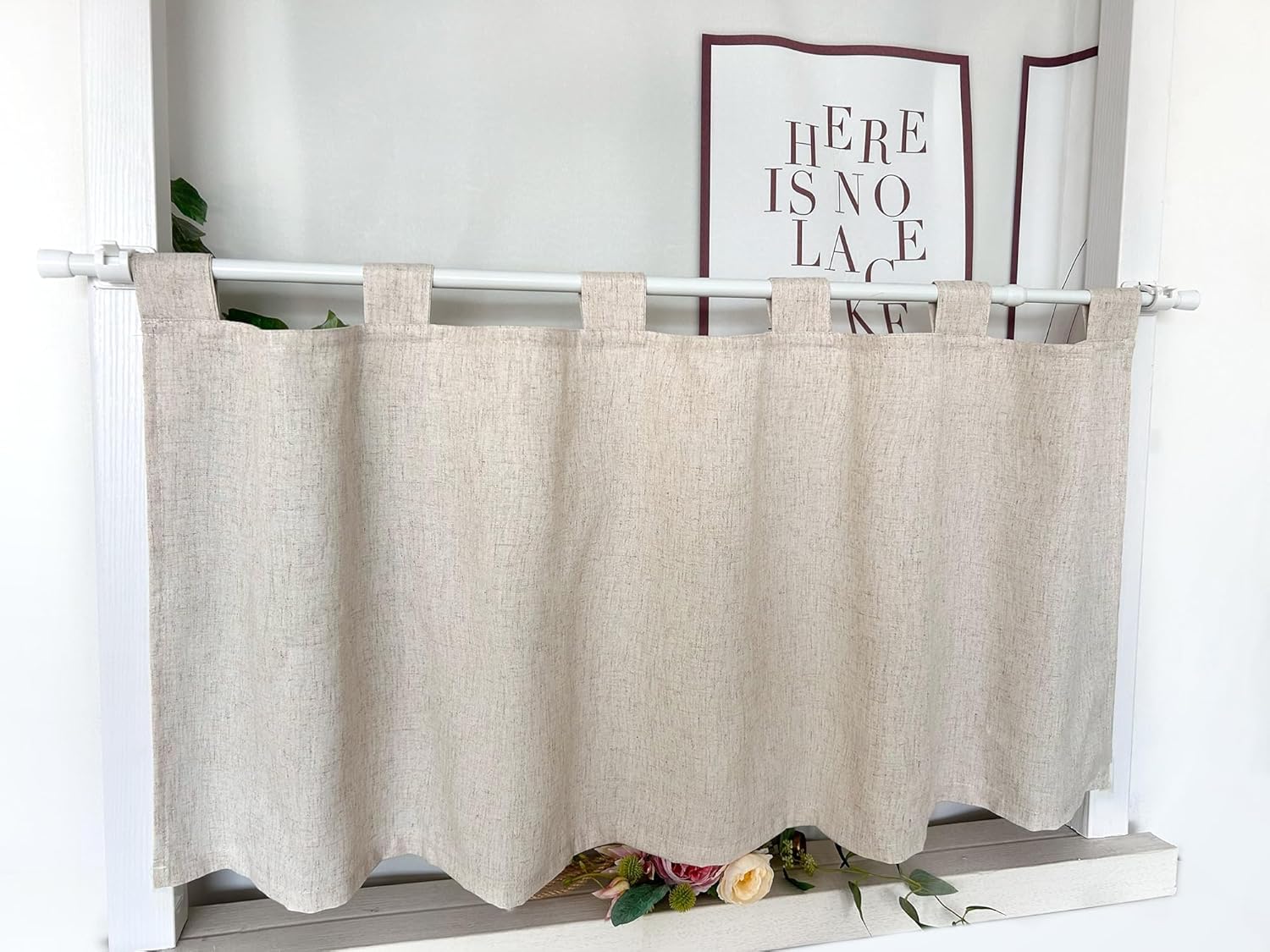 Daliena Vitrage, ondoorzichtig, kort, raamgordijn, privacy, bistrogordijn, linnenlook, gordijnen, textuur, keuken, moderne gordijnen, effen, (b x h 150 x 60 cm) met lussen, 1 stuk Geef je huis met deze stijlvolle vitrage in linnenlook een hoogwaardige tou