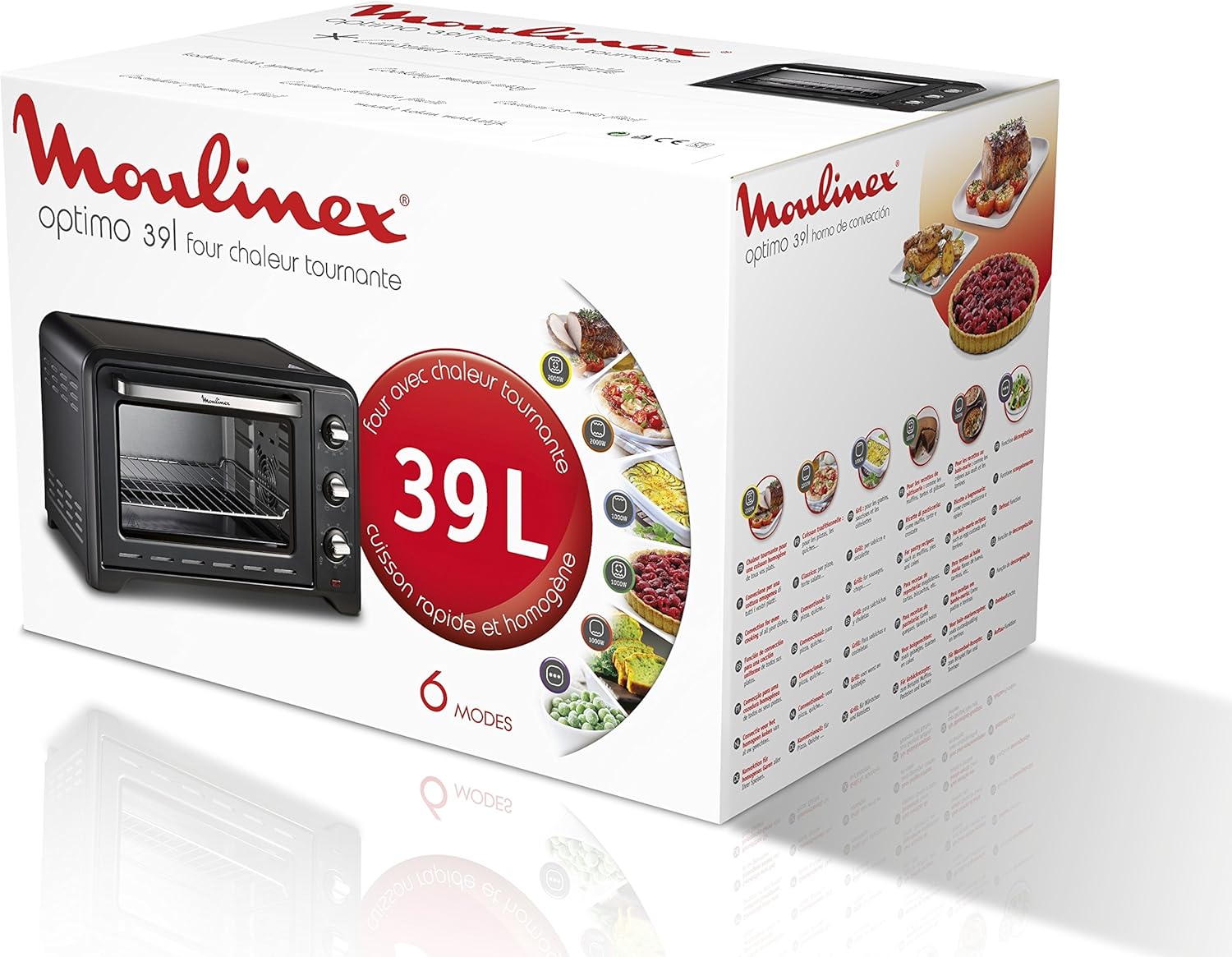 Moulinex Elektrische convectie oven 19 l compact Krachtige oven: compacte elektrische mini-oven met convectiewarmte, perfect voor dagelijkse gerechten Snel en homogeen koken: dankzij de roterende warmtefunctie krijg je in een mum van tijd perfecte bakresu