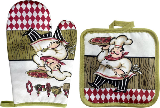 Ovenhandschoenen en pannenlappen set van 2 Over dit item Ovenhandschoenen en pannenlappen, 1 set ovenhandschoenen, hittebestendige antislip keukenhandschoenen voor keuken, barbecue, barbecue. Specificaties: Naam: Ovenhandschoen en pannenlap Materiaal: Pol