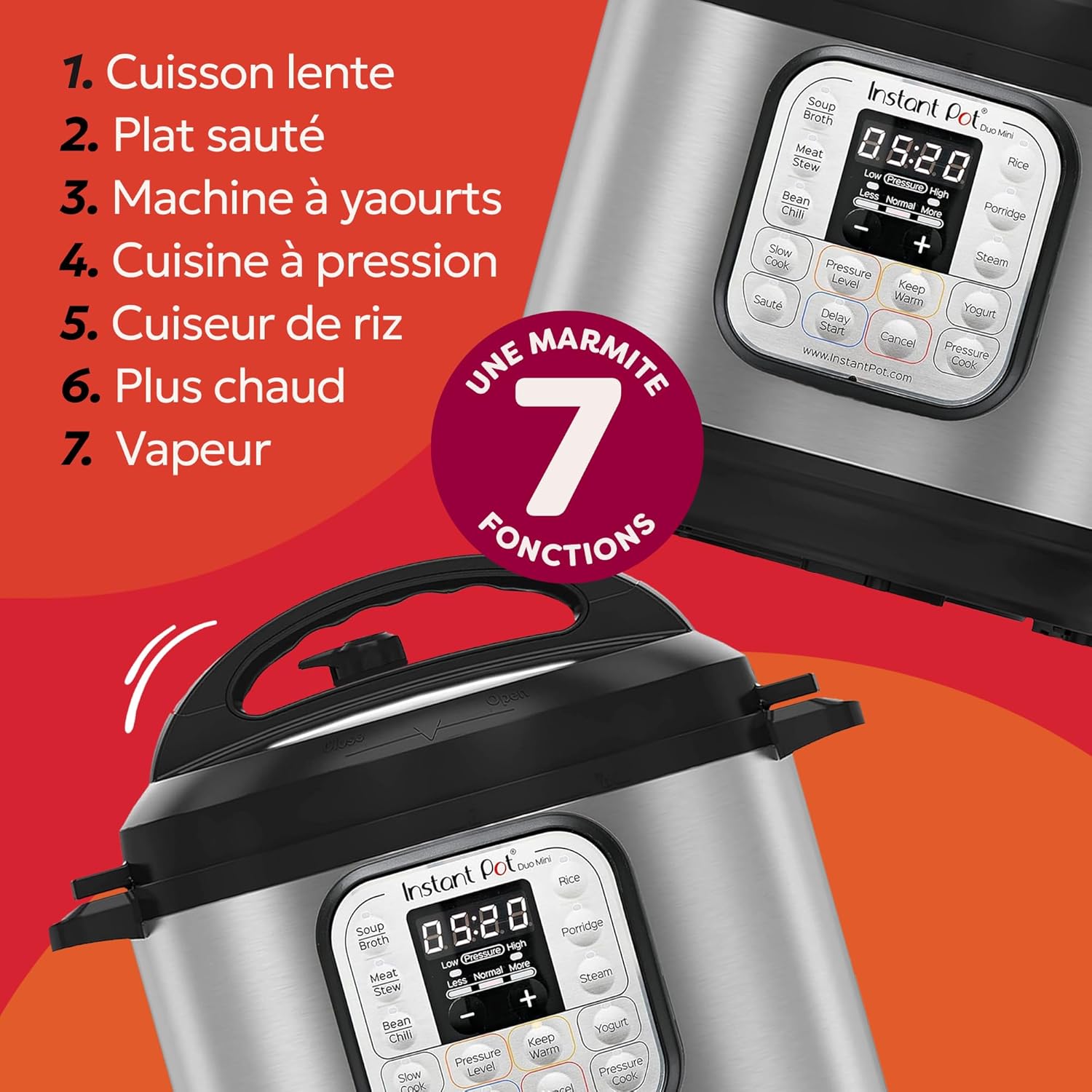 Instant Pot programmeerbare 7-in-1 elektrische snelkookpan Over dit item Een 7-in-1 multifunctionele kooktoestel: snelkookpan, slow cooker, rijstkoker, braden/bruinen, yoghurtbereider, stoompan, warmhoudapparaat. Merk Instant Pot Capaciteit 5,7 Liter Mate