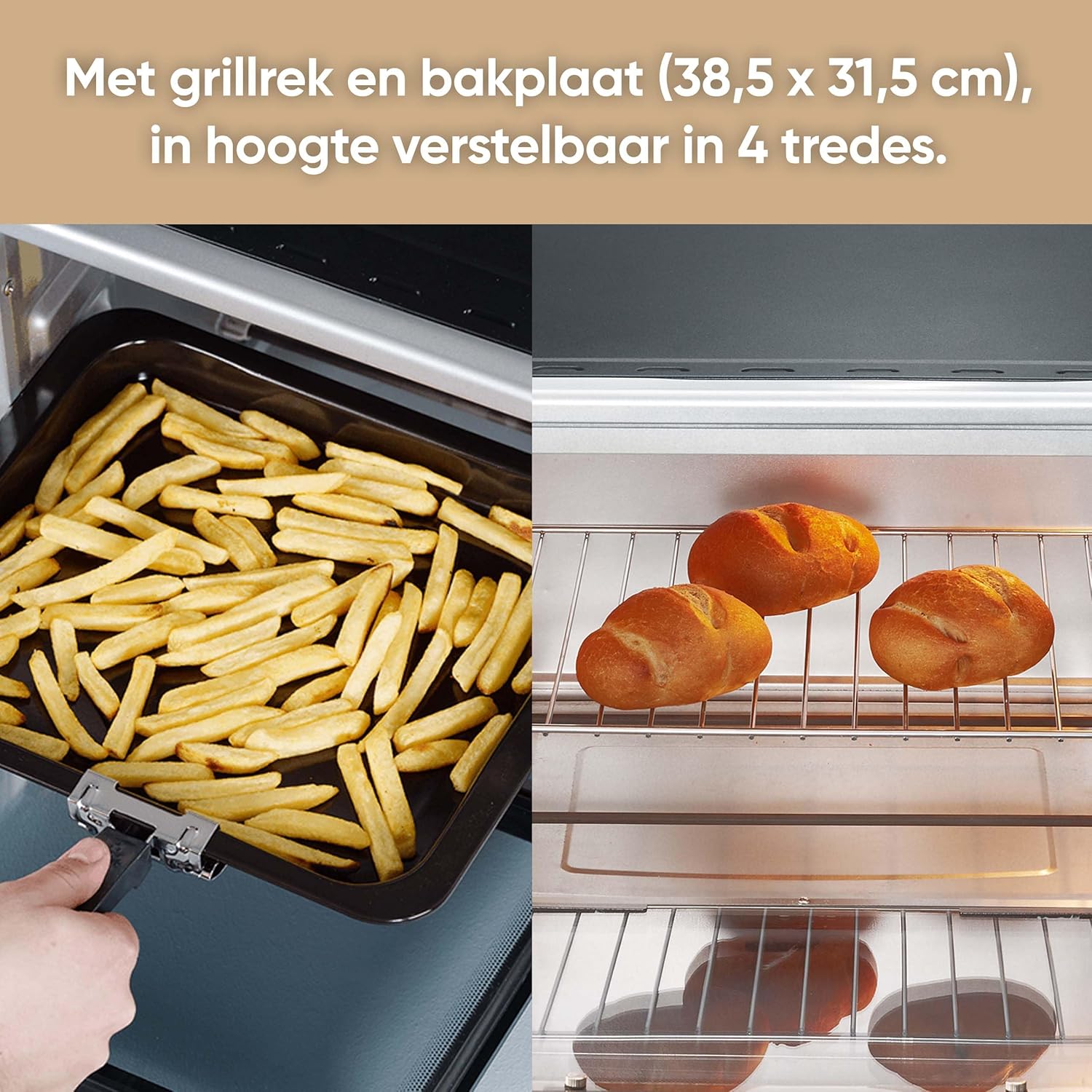 Severin To 2058 Bak-Toastoven, met Convectiefunctie, 1800 W, Incl. Pizzasteen, Zilver/Zwart Betrouwbare en praktische bak- en toastoven met recirculatiefunctie voor het bereiden van ovenschotels zoals frites, pizza of gebakken brood en cake - inclusief pi