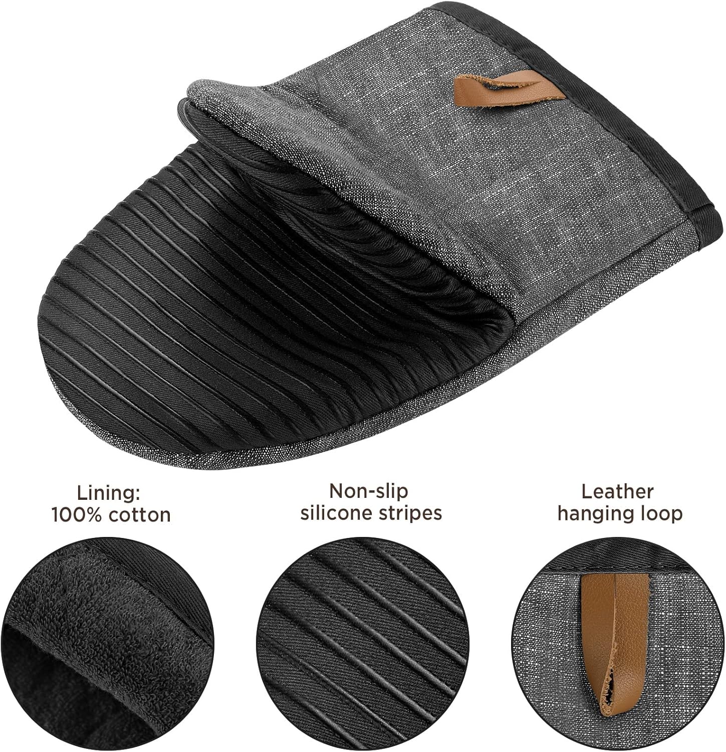 BONTHEE Ovenhandschoenen, hittebestendige mini-ovenhandschoenen, katoenen kookhandschoenen met anti-slip siliconen gestreepte bakhandschoenen voor koken bakken, set van 2, blauw [Afmetingen]: 24 cm x 16 cm (l x b), 2 stuks mini-ovenhandschoenen. Ze zijn g