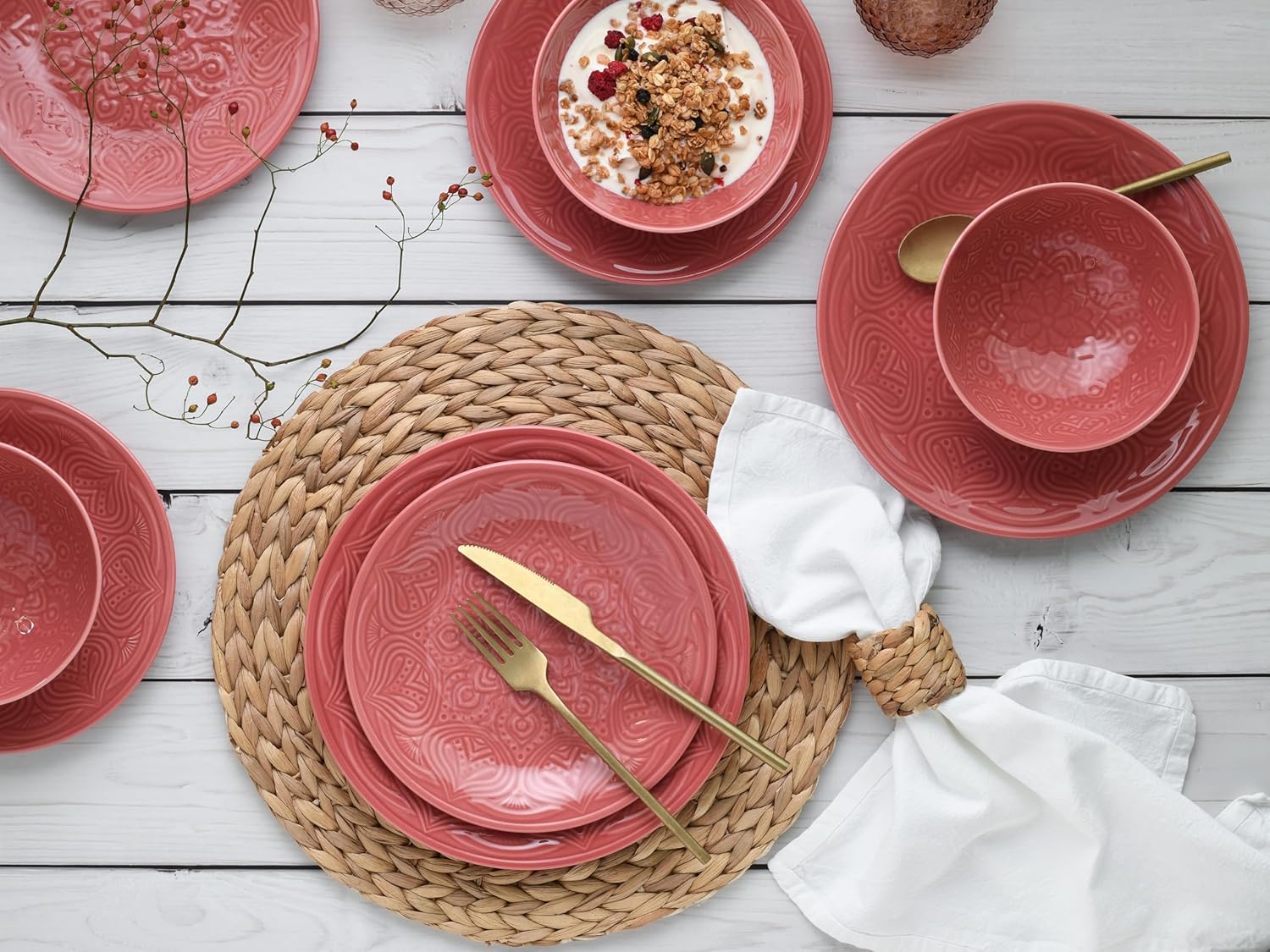 CreaTable, 21625, serie Orient Mandala, 2-delige serviesset, bordenset van porselein, vaatwasser- en magnetronbestendig, Made in Europe ✅ Elegante platenset: je krijgt hier een prachtige 2-delige platenset in een elegante ovale vorm met een diameter van 2