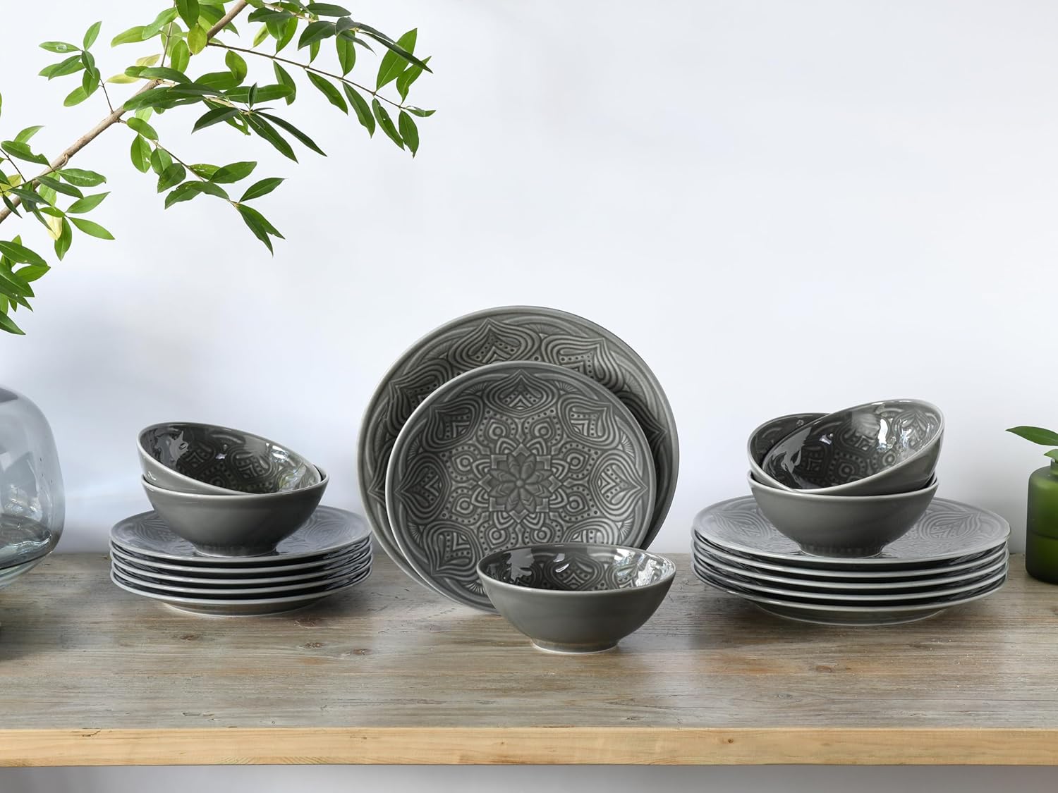 CreaTable, 21625, serie Orient Mandala, 2-delige serviesset, bordenset van porselein, vaatwasser- en magnetronbestendig, Made in Europe ✅ Elegante platenset: je krijgt hier een prachtige 2-delige platenset in een elegante ovale vorm met een diameter van 2