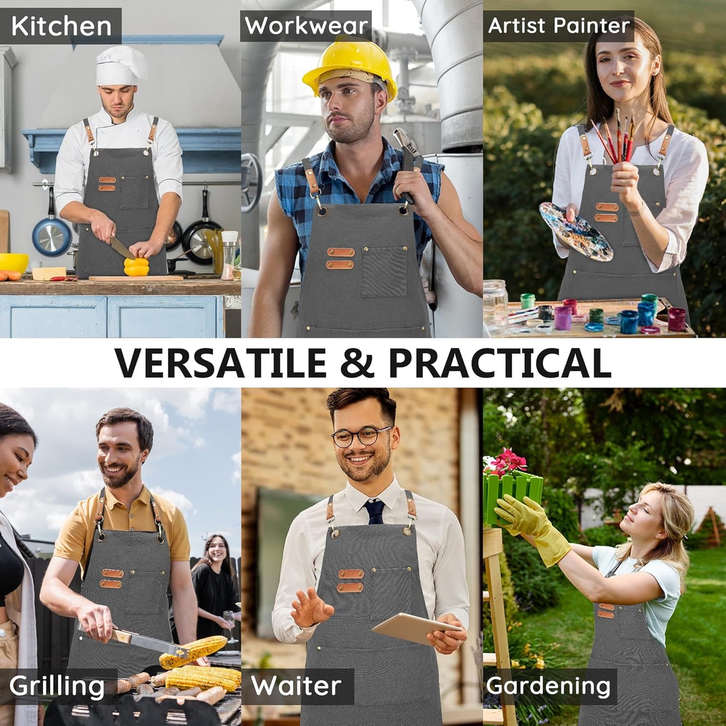 Canvasschorten, Werkschorten voor Mannen en Vrouwen, Chef-kokschorten met Verstelbare Riem en 3 Zakken, Schort voor Servers, Keuken, Koken, Bakken, Kunstenaar, Schilderen, Gekruiste Productgegevens Onderhoudsvoorschriften Machinewas Type sluiting Trekkoor