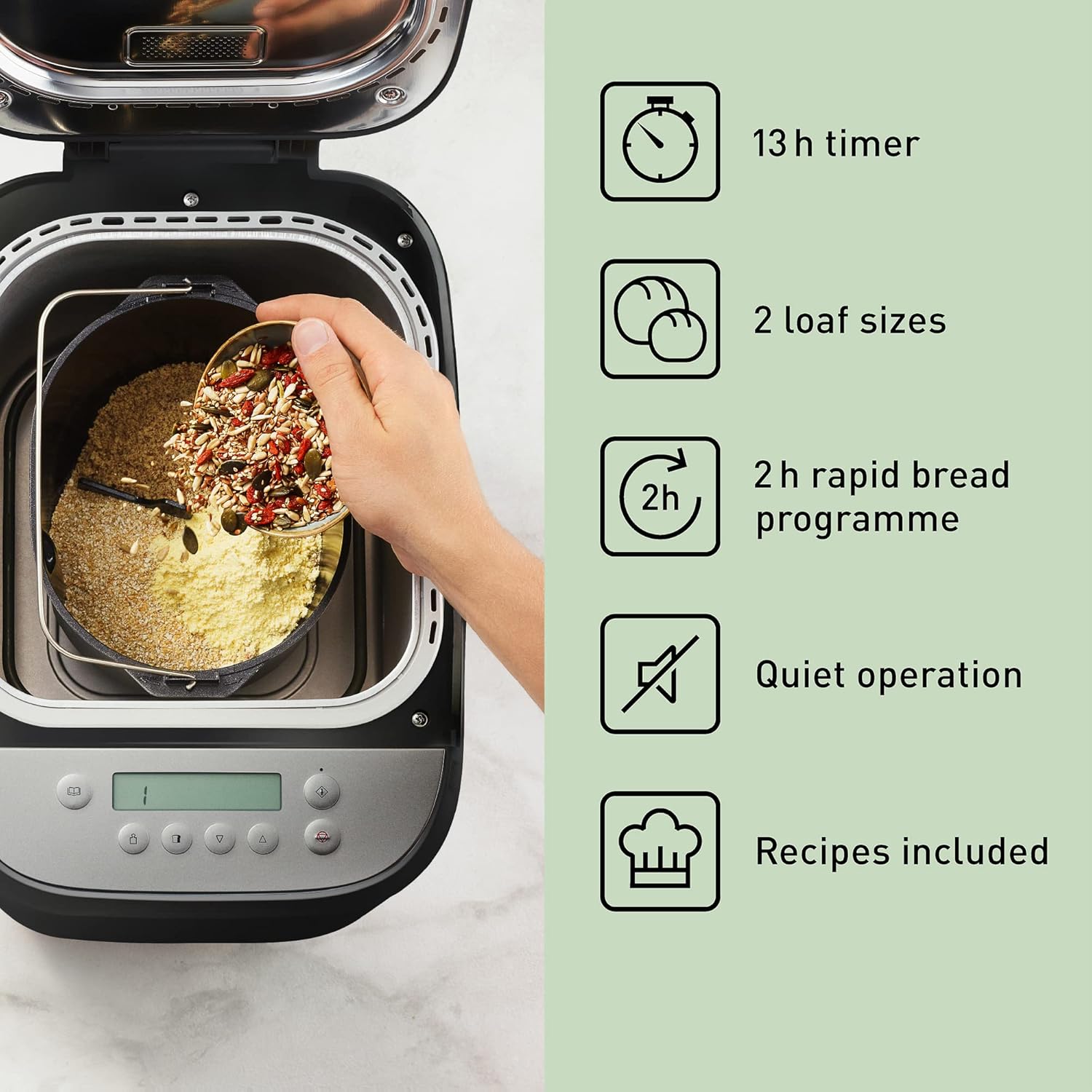 Panasonic broodbakmachine knapperig brood Croustina SD-ZF2010KXF, De enige broodbakmachine die je een knapperig en goudkleurig brood kan maken. met 18 programma's en uitgestelde start. Een nieuw ontwerp voor ronde en knapperige broden. 7 speciale programm