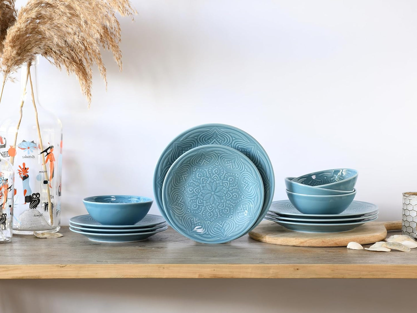 CreaTable, 21625, serie Orient Mandala, 2-delige serviesset, bordenset van porselein, vaatwasser- en magnetronbestendig, Made in Europe ✅ Elegante platenset: je krijgt hier een prachtige 2-delige platenset in een elegante ovale vorm met een diameter van 2