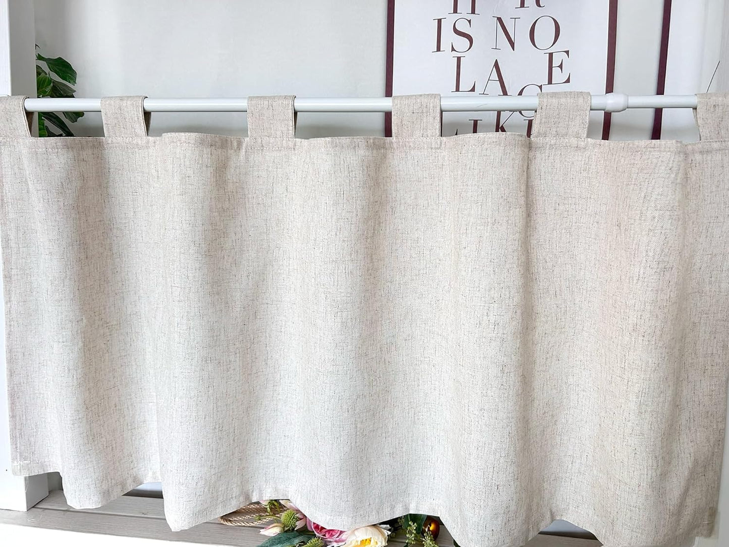 Daliena Vitrage, ondoorzichtig, kort, raamgordijn, privacy, bistrogordijn, linnenlook, gordijnen, textuur, keuken, moderne gordijnen, effen, (b x h 150 x 60 cm) met lussen, 1 stuk Geef je huis met deze stijlvolle vitrage in linnenlook een hoogwaardige tou