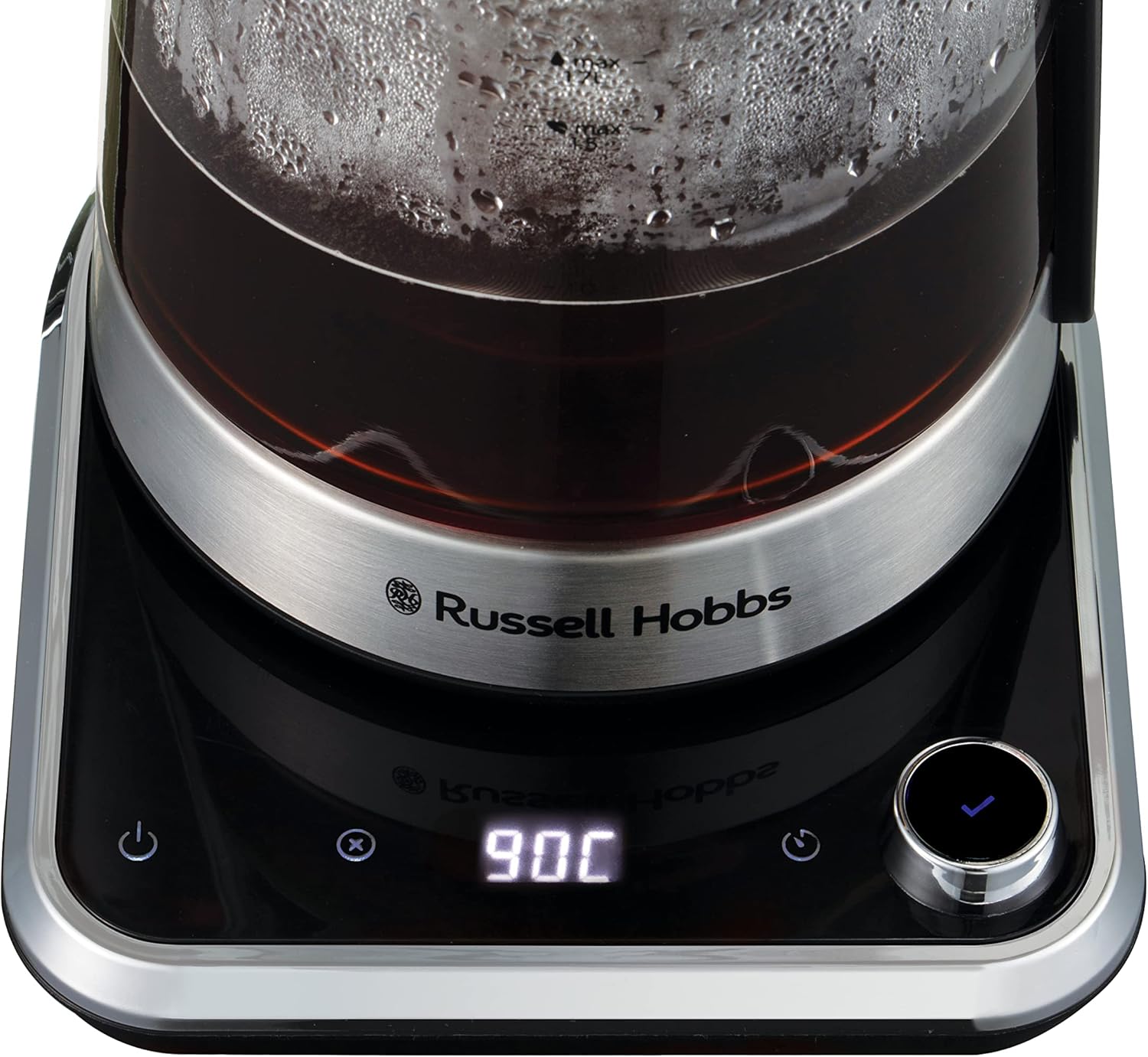 Russell Hobbs Waterkoker Met Temperatuurinstelling 25°-100°C Dankzij de warmhoudfunctie wordt het reeds gekookte water op de geselecteerde temperatuur warm gehouden. De waterkoker heeft een waterniveau-indicator. Electric Kettles €47.99 glas,waterkoker,zw