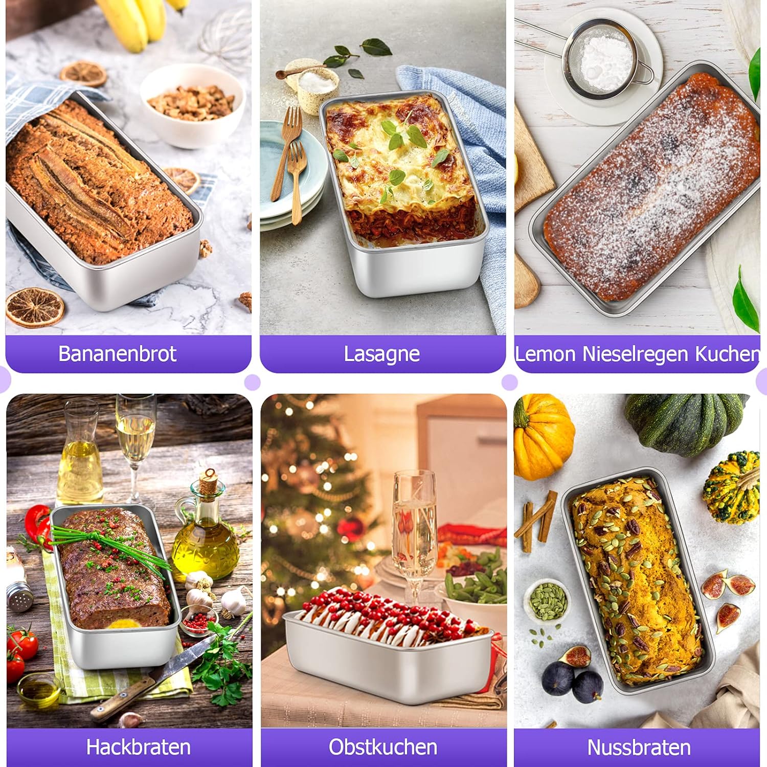 Homikit Bakvorm, set van 2 roestvrij staal voor brood en cake Gezond materiaal: de Homikit bakvormset bestaat uit voedselveilig roestvrij staal zonder chemische coating van je levensmiddelen, nikkelvrij en roestbestendig voor langdurig gebruik Zware belas