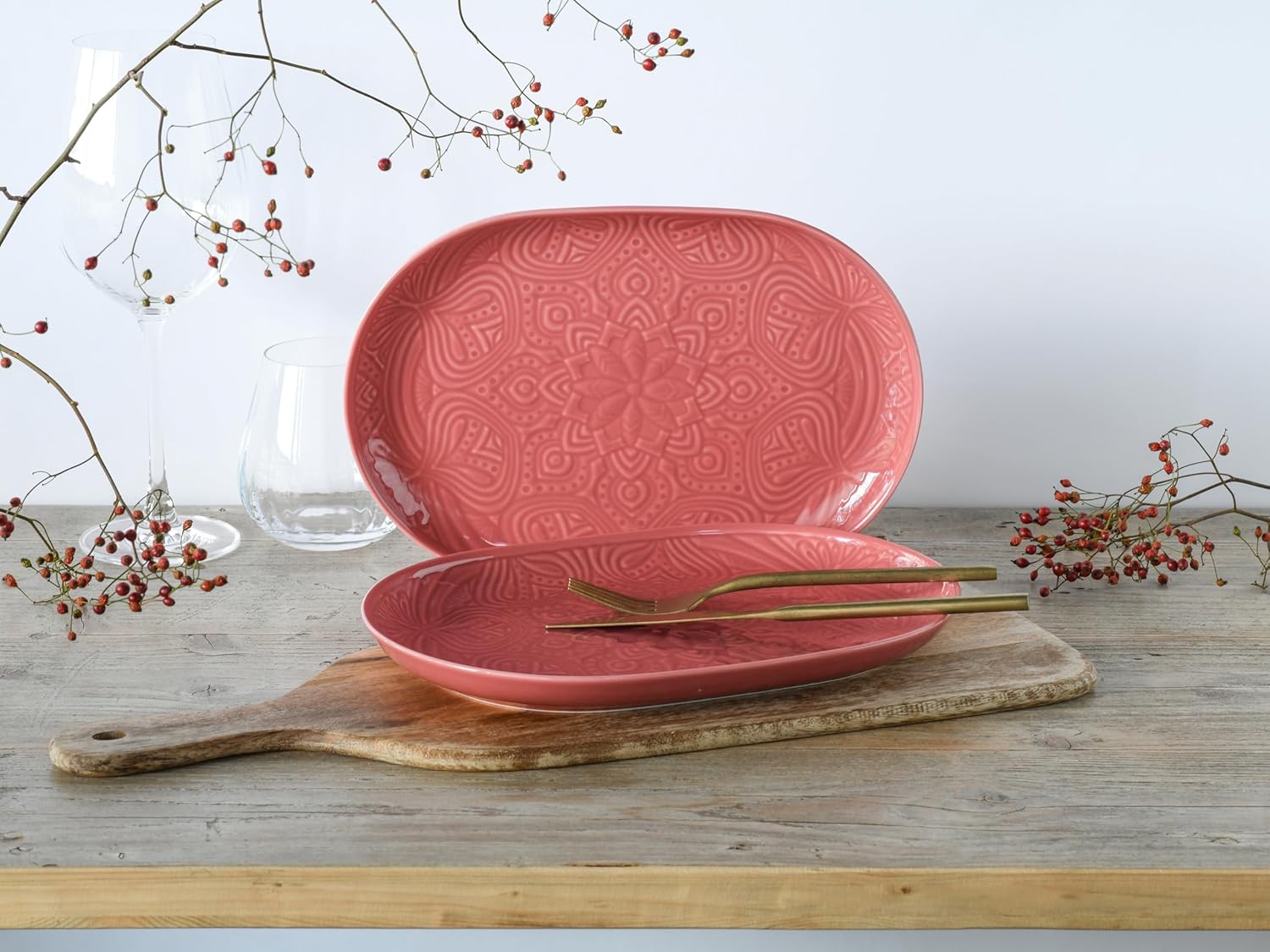 CreaTable, 21625, serie Orient Mandala, 2-delige serviesset, bordenset van porselein, vaatwasser- en magnetronbestendig, Made in Europe ✅ Elegante platenset: je krijgt hier een prachtige 2-delige platenset in een elegante ovale vorm met een diameter van 2
