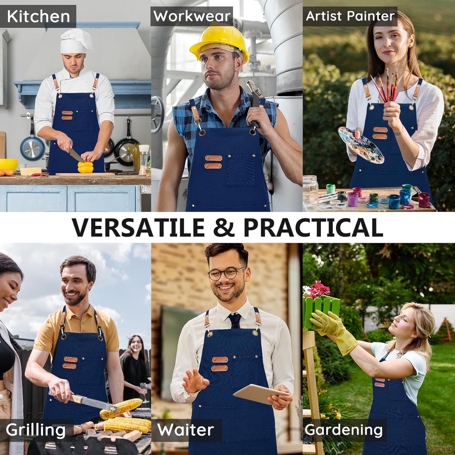 Canvasschorten, Werkschorten voor Mannen en Vrouwen, Chef-kokschorten met Verstelbare Riem en 3 Zakken, Schort voor Servers, Keuken, Koken, Bakken, Kunstenaar, Schilderen, Gekruiste Productgegevens Onderhoudsvoorschriften Machinewas Type sluiting Trekkoor