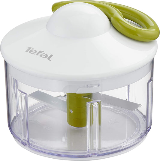 Tefal 5 second Chopper handmatige hakmolen Boostsysteem: perfect resultaat in een handomdraai Hakt alle soorten voedsel dankzij ultra-resistente RVS messen Veilige vergrendeling Heldere kristallen kom om de snijgrootte direct te zien Zachte en ergonomisch