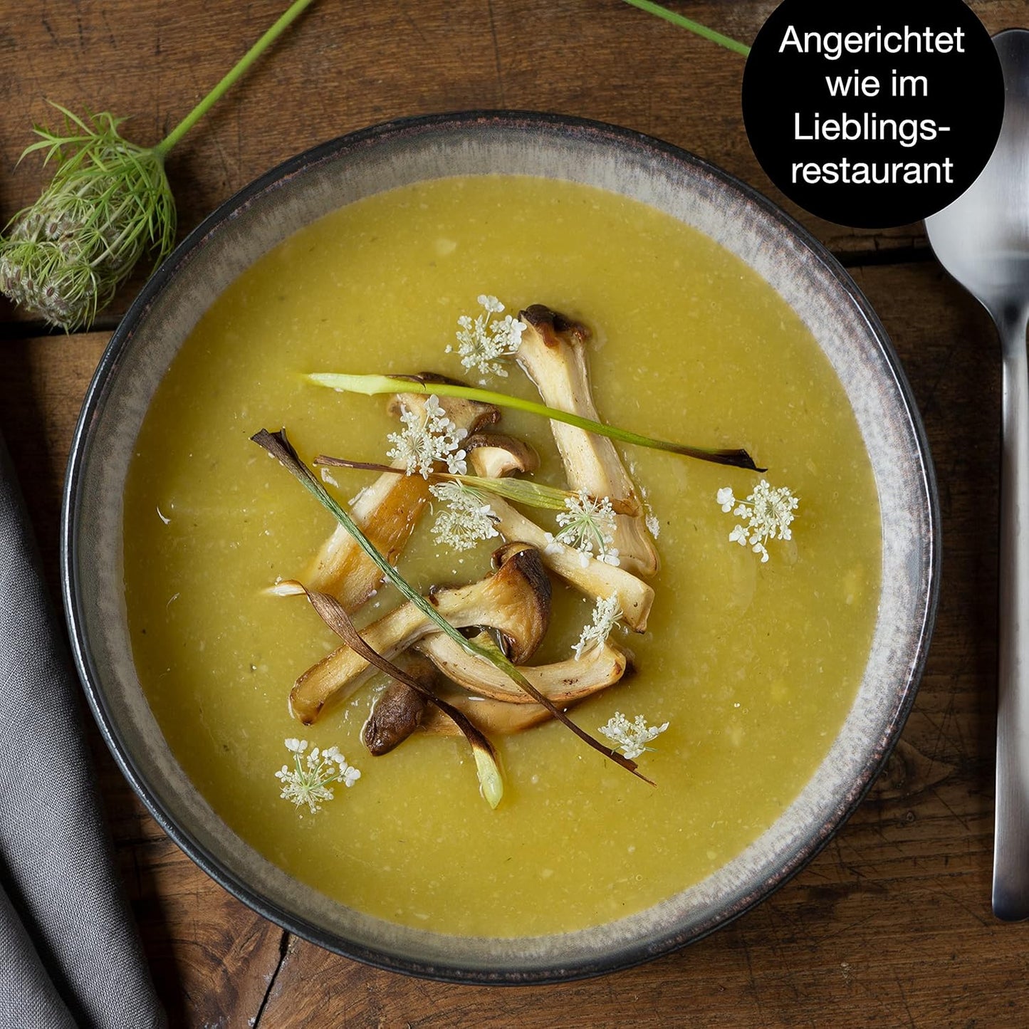 Moritz & Moritz VIDA 18-delige serviesset 6 personen, keramiek tafelservies zwart-beige, vaatwasser-, magnetron- en krasbestendig, borden set met 6 platte borden, 6 soepborden en 6 ontbijtborden VOLLEDIGE-SET - 18-delige bordenset bestaande uit 6 platte d