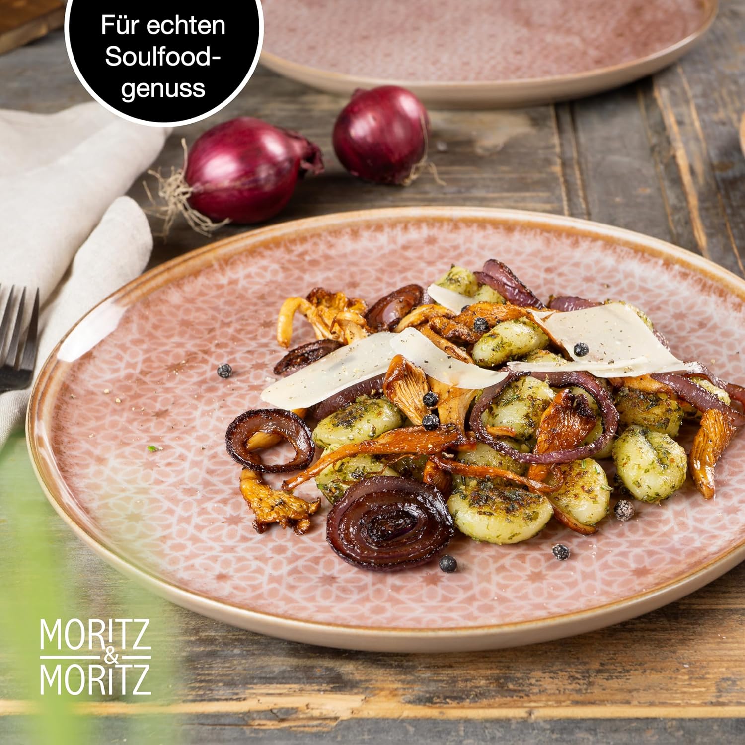 Moritz & Moritz TERRA 18-delige serviesset voor 6 personen, bordenset in zacht roze, van hoogwaardig porselein, serviesset voor 6 personen, elk 6 x platte borden, dessertborden en kommen 18-delige serviesset verander elke maaltijd in een onvergetelijke er