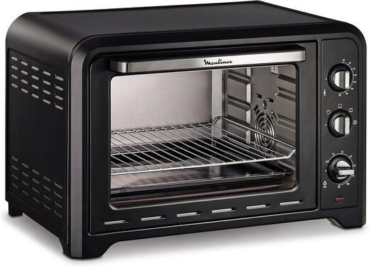 Moulinex Elektrische convectie oven 19 l compact Krachtige oven: compacte elektrische mini-oven met convectiewarmte, perfect voor dagelijkse gerechten Snel en homogeen koken: dankzij de roterende warmtefunctie krijg je in een mum van tijd perfecte bakresu