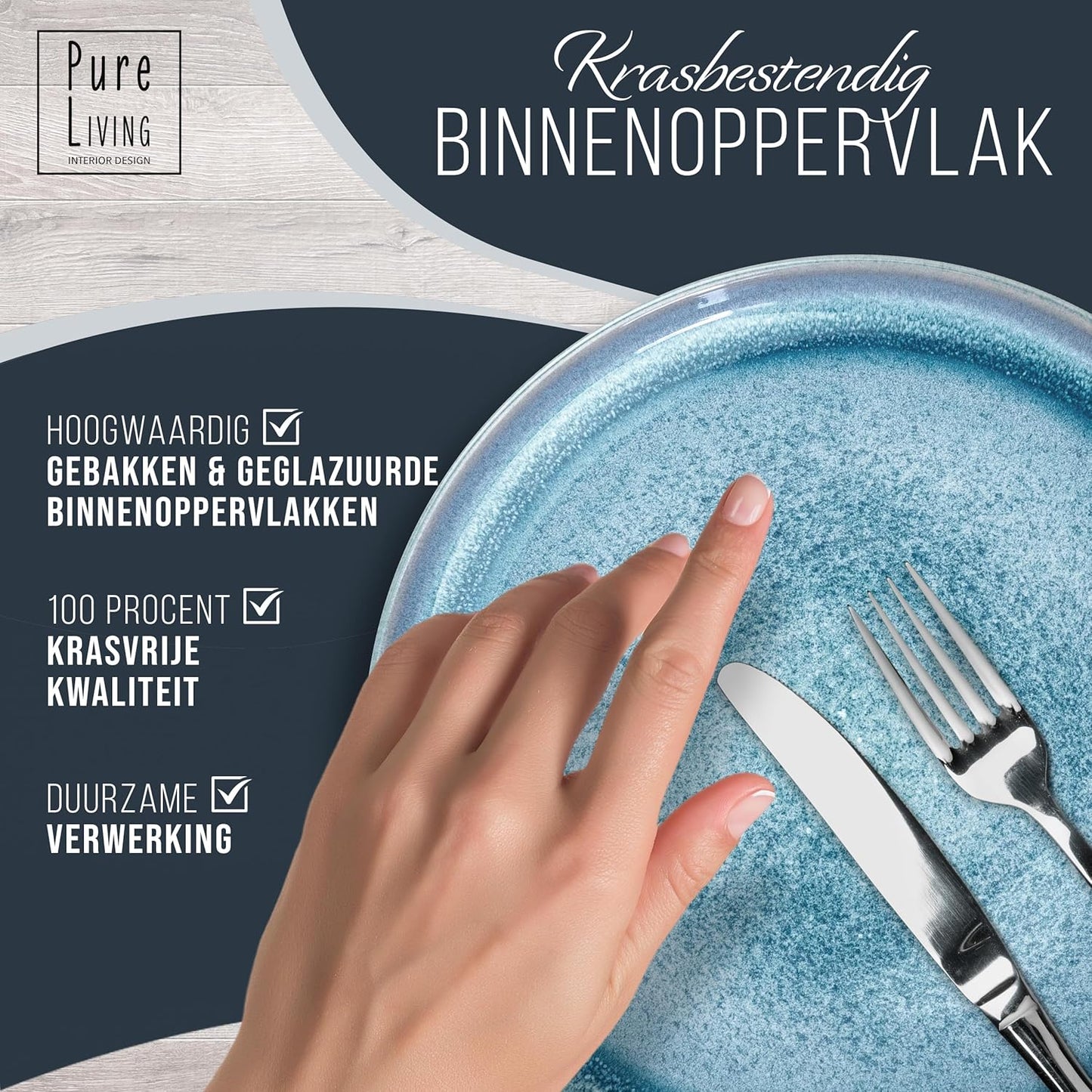 Aardewerk Servies Set Ibiza 36-delig - Vaatwasser-, Magnetron- en Krasbestendig Servies - Moderne Kommen en Borden Set voor 12 Personen - Tafelservice Pure Living in Licht Beige-blauw Deze 36-delige beige-blauwe servies set voor 12 personen combineert ele