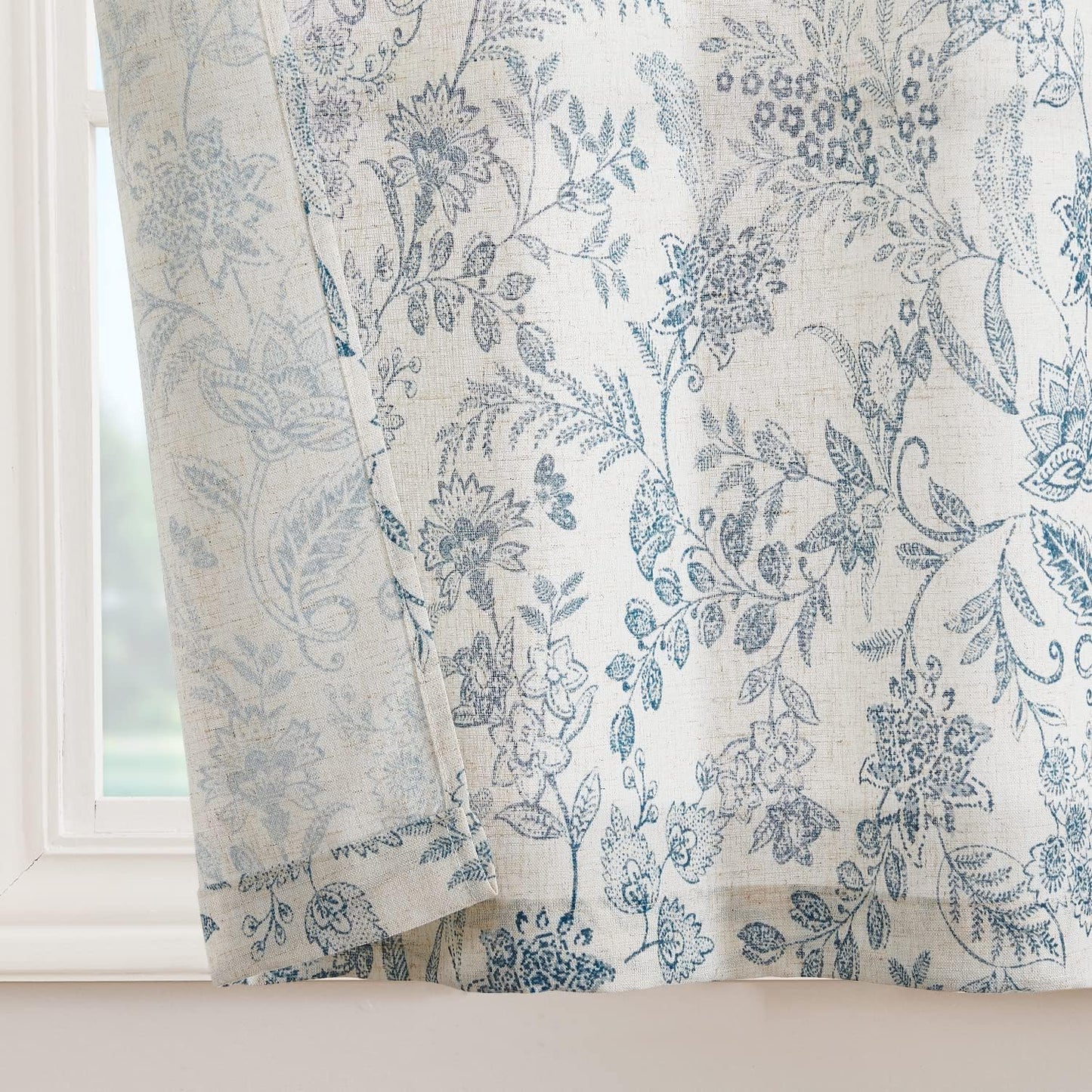 TOPICK Bloemen Keuken Gordijnen 61 cm Drop Linnen Doorschijnend Korte Cafe Botanische Print Kleine Raam Rod Pocket voor Wasruimte Badkamer 2 Panelen Verbena Grijs Verpakking: je ontvangt 2 gordijnen van 85% polyester+15% linnen. De afmetingen per stuk zij