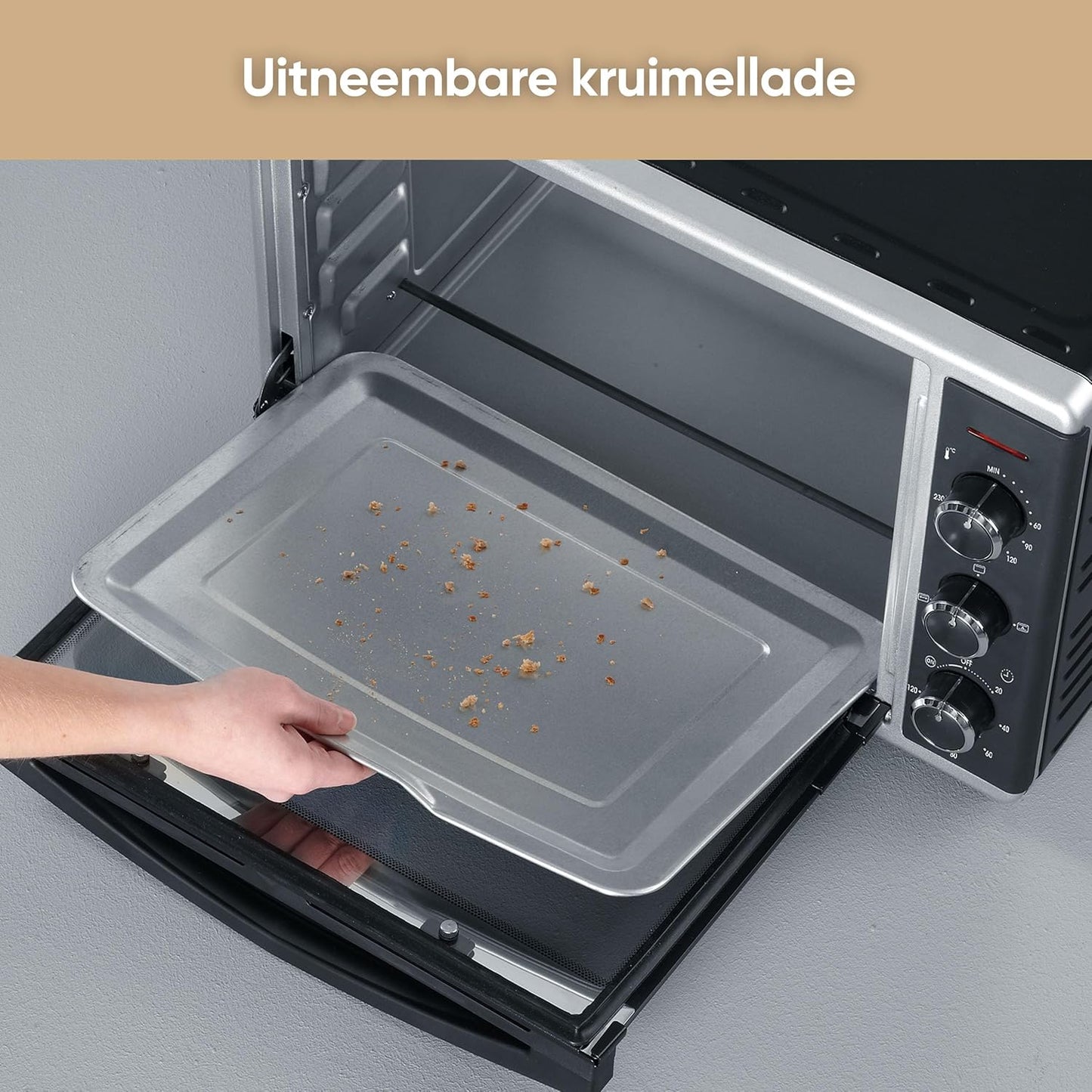 Severin To 2058 Bak-Toastoven, met Convectiefunctie, 1800 W, Incl. Pizzasteen, Zilver/Zwart Betrouwbare en praktische bak- en toastoven met recirculatiefunctie voor het bereiden van ovenschotels zoals frites, pizza of gebakken brood en cake - inclusief pi