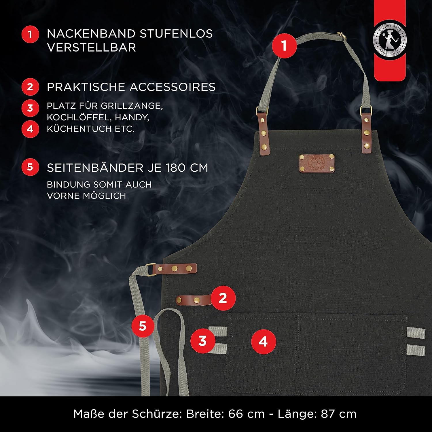 Ess-Nische® Kookschort Grillschort voor Mannen en Vrouwen - Ideaal als cadeau voor mannen, oma of opa Huwelijksverjaardagscadeaus schildersschort voor volwassenen kookschort voor mannen gepersonaliseerd kookschort voor dames grappig grillschort voor dames