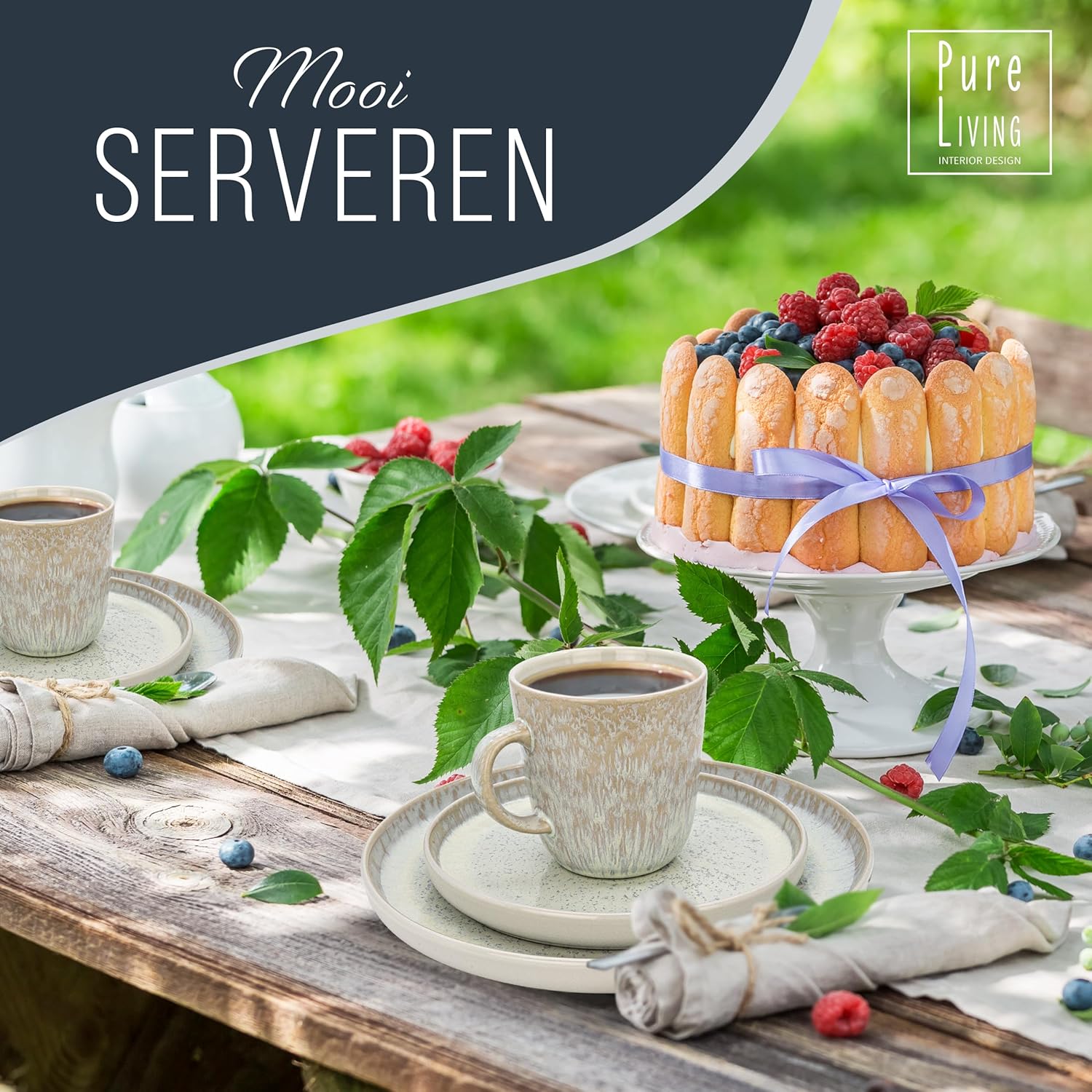Aardewerk Servies Set Ibiza 36-delig - Vaatwasser-, Magnetron- en Krasbestendig Servies - Moderne Kommen en Borden Set voor 12 Personen - Tafelservice Pure Living in Licht Beige-blauw Deze 36-delige beige-blauwe servies set voor 12 personen combineert ele