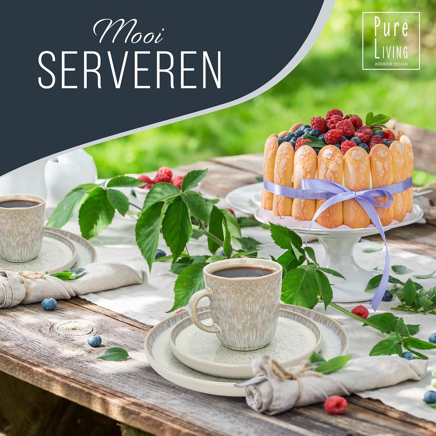 Aardewerk Servies Set Ibiza 36-delig - Vaatwasser-, Magnetron- en Krasbestendig Servies - Moderne Kommen en Borden Set voor 12 Personen - Tafelservice Pure Living in Licht Beige-blauw Deze 36-delige beige-blauwe servies set voor 12 personen combineert ele