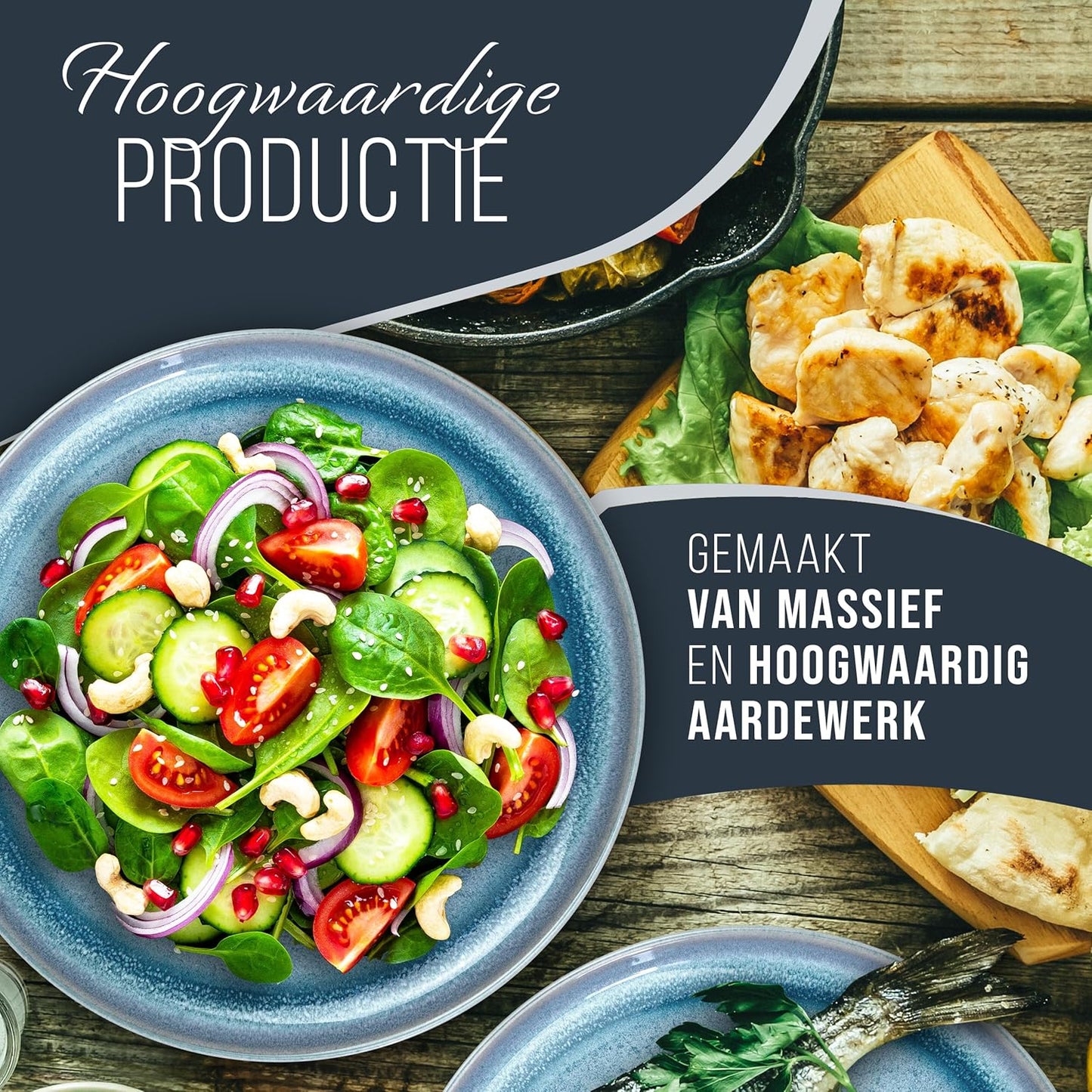 Aardewerk Servies Set Ibiza 36-delig - Vaatwasser-, Magnetron- en Krasbestendig Servies - Moderne Kommen en Borden Set voor 12 Personen - Tafelservice Pure Living in Licht Beige-blauw Deze 36-delige beige-blauwe servies set voor 12 personen combineert ele