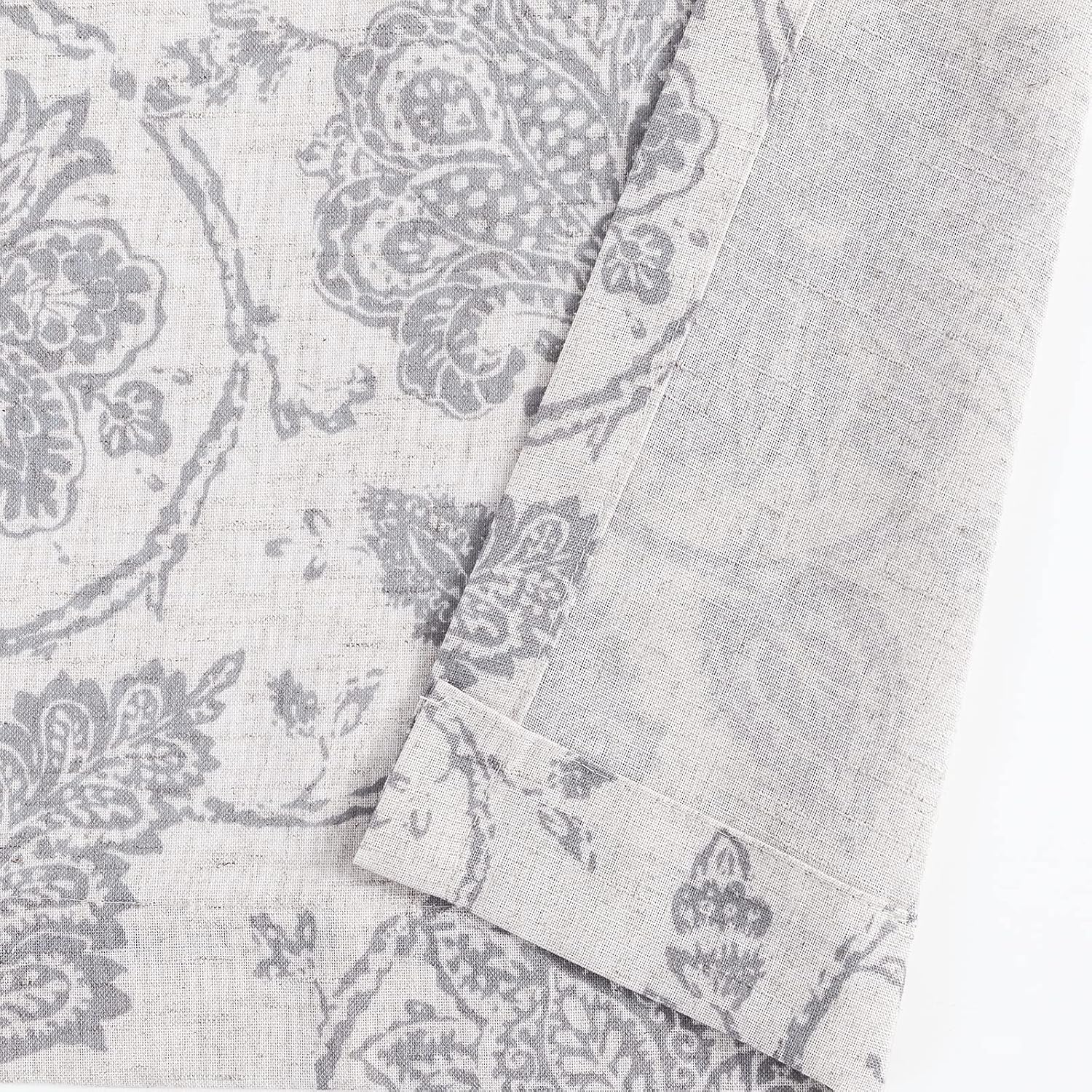 TOPICK Bloemen Keuken Gordijnen 61 cm Drop Linnen Doorschijnend Korte Cafe Botanische Print Kleine Raam Rod Pocket voor Wasruimte Badkamer 2 Panelen Verbena Grijs Verpakking: je ontvangt 2 gordijnen van 85% polyester+15% linnen. De afmetingen per stuk zij