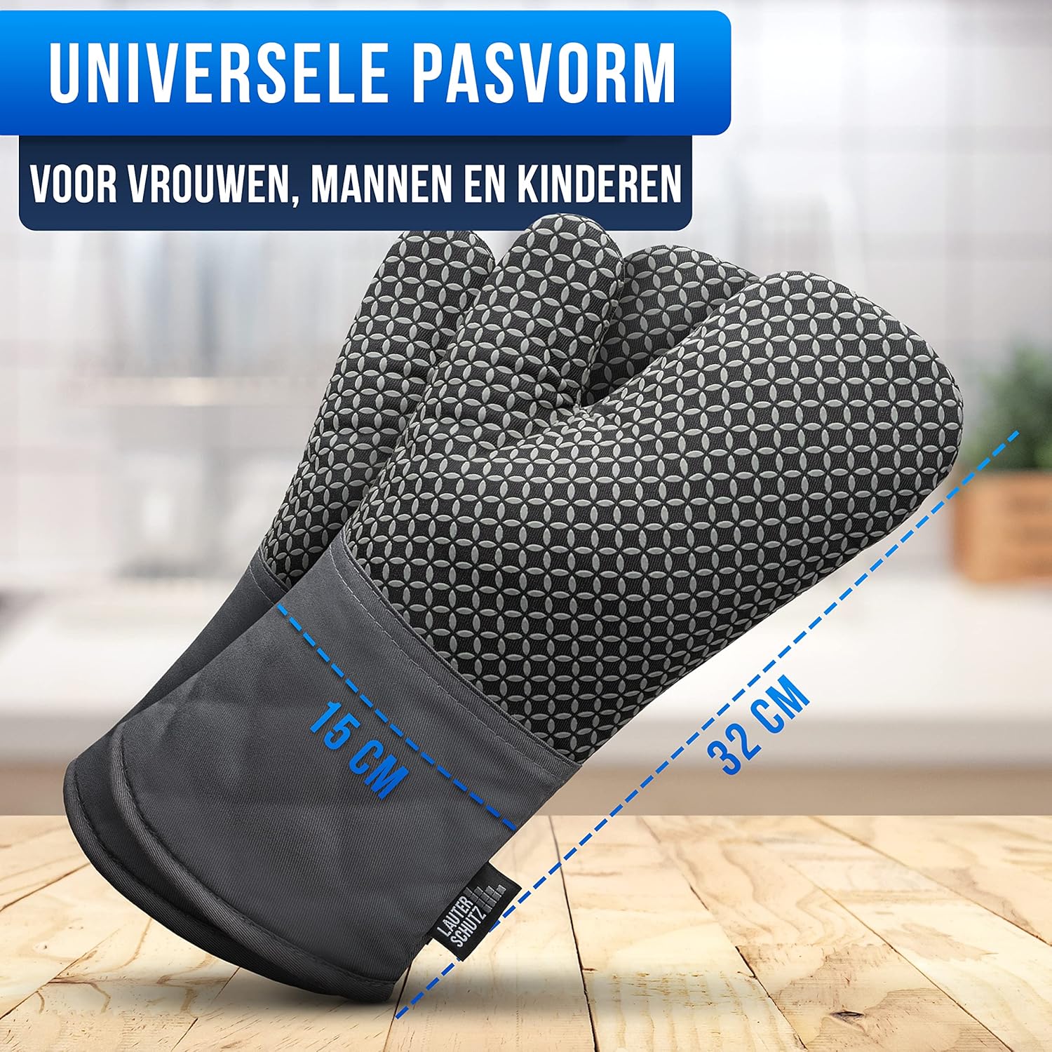 LauterSchutz® Ovenwanten per paar - met siliconen coating voor optimale grip en hittebestendigheid (contactwarmte: 250°C) in diverse kleuren (Gekleurd/lichtblauw) ✅ LauterSchutz - DE ORIGINELE, ONTWIKKELD EN ONTWORPELD IN DUITSLAND - De LauterSchutz ovenw